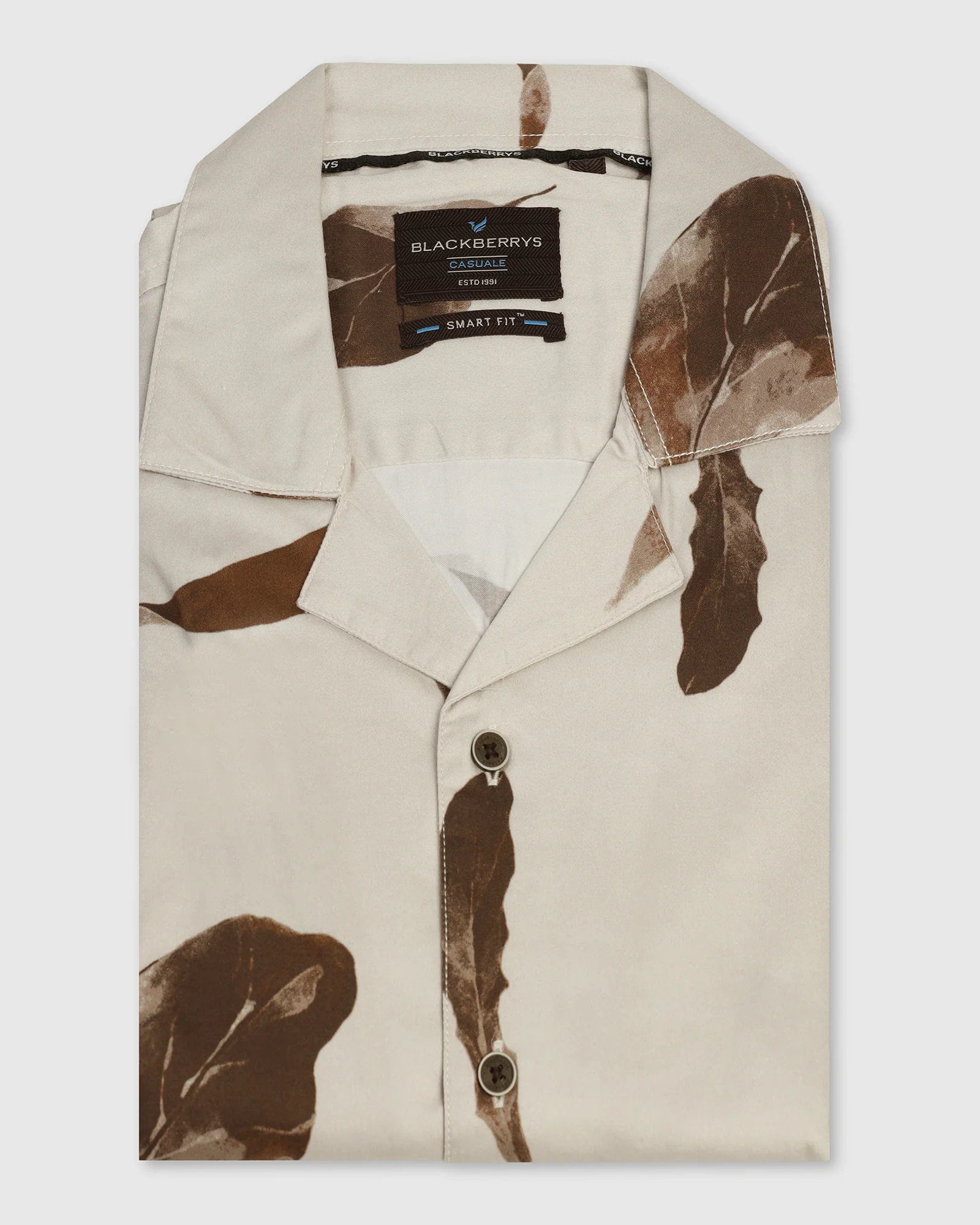 Casual Half Sleeve Beige Printed Shirt - Rowen - Image 5