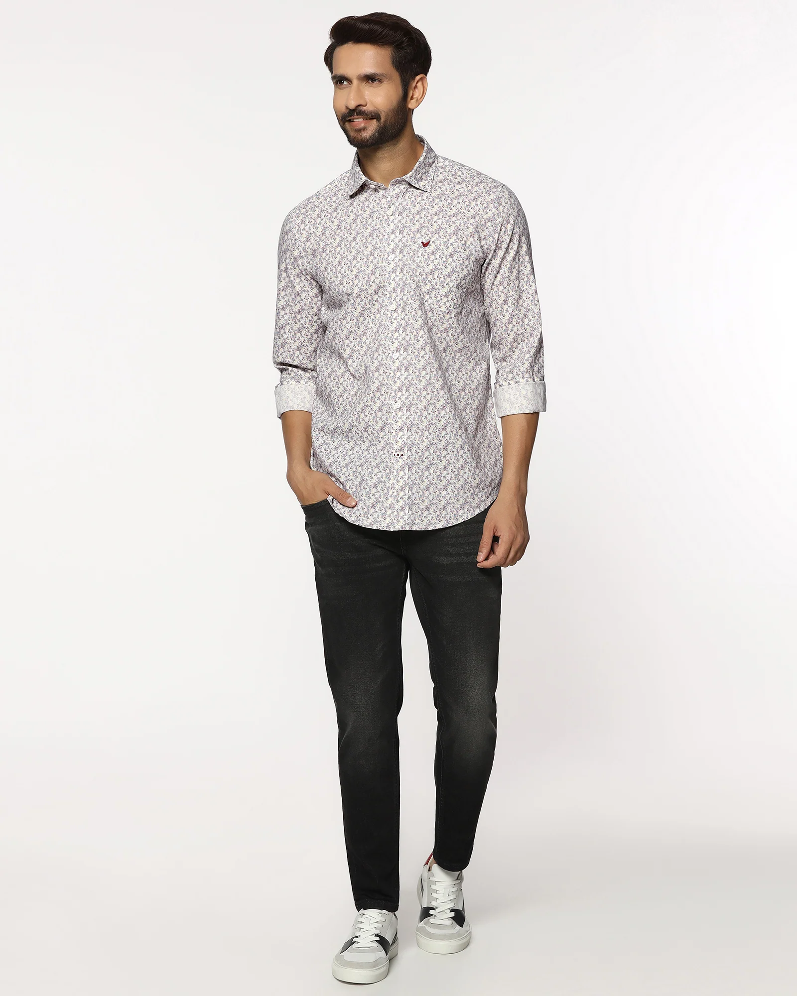 Casual Beige Printed Shirt - Ryder - Image 3