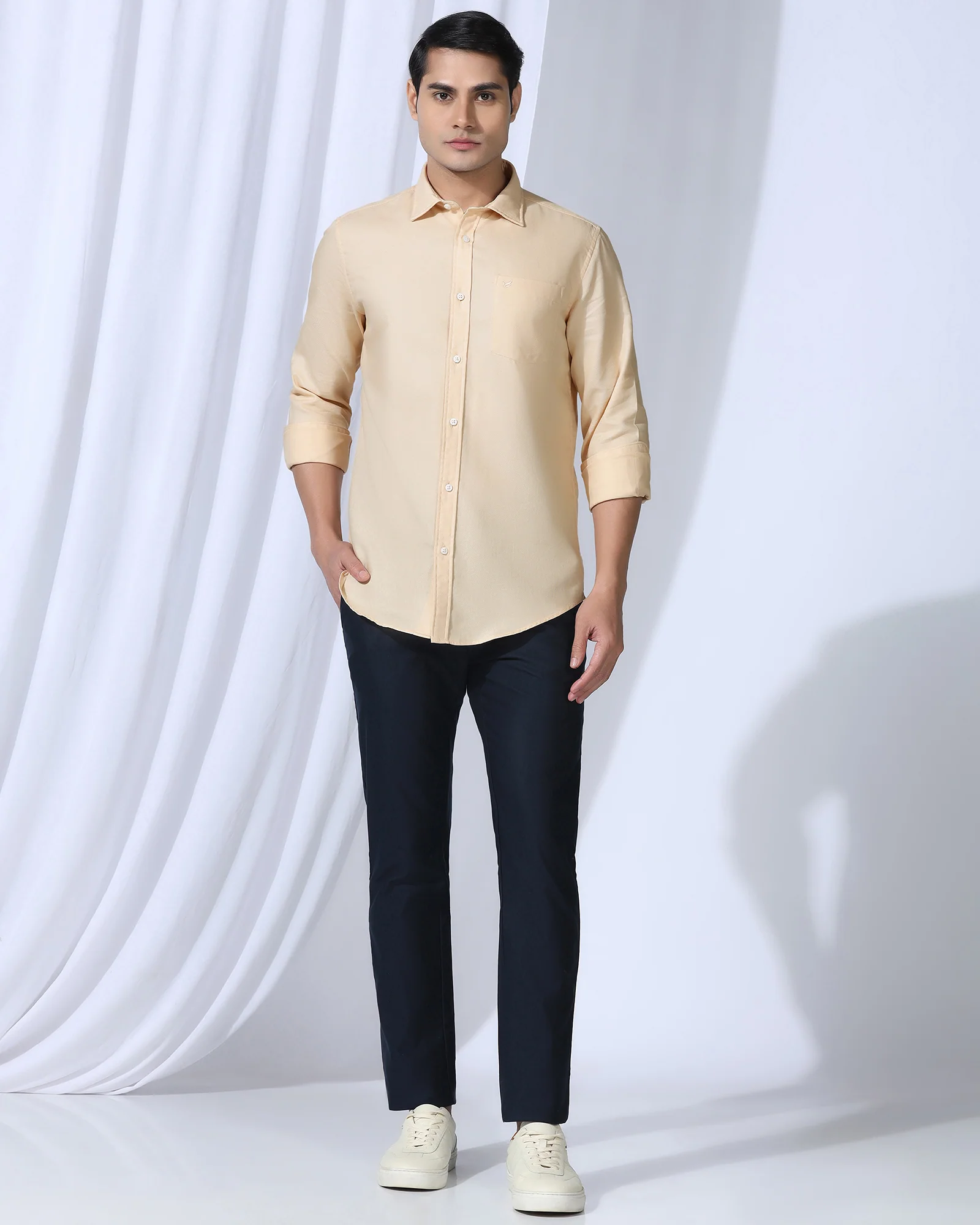 Casual Beige Textured Shirt - Caty - Image 3