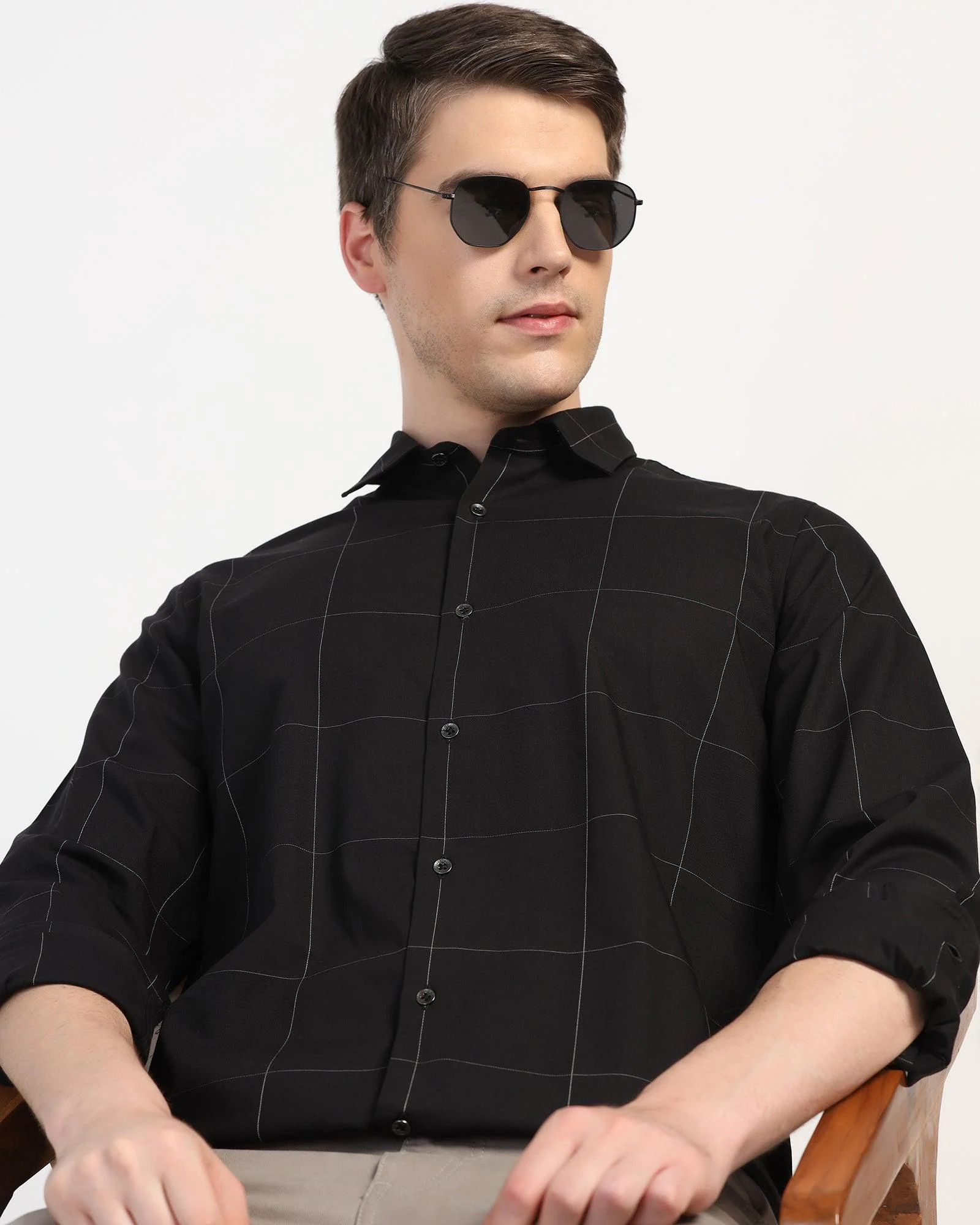 Casual Black Check Shirt - Meester - Image 8