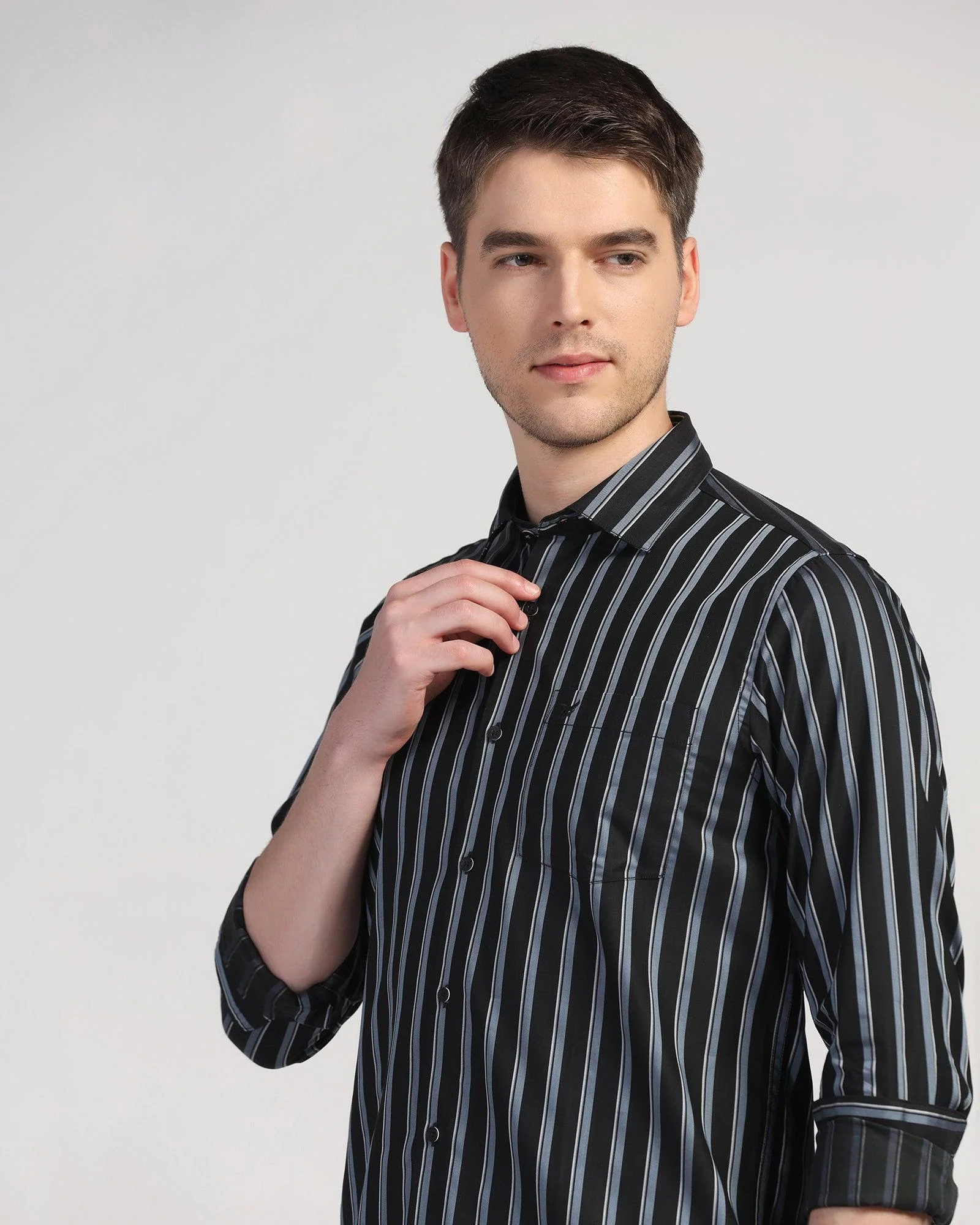 Casual Black Stripe Shirt - Vegas - Image 4