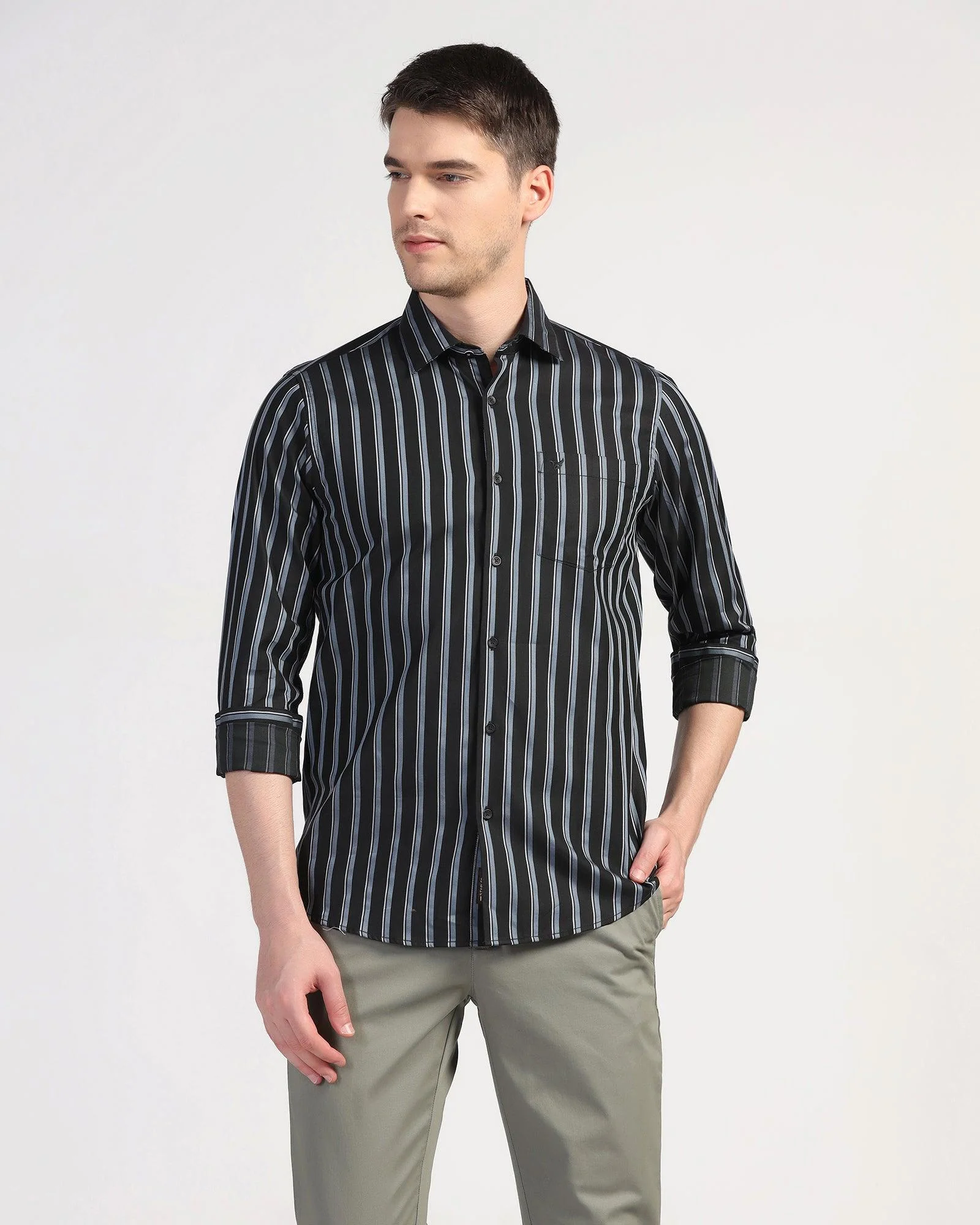 Casual Black Stripe Shirt - Vegas - Image 7