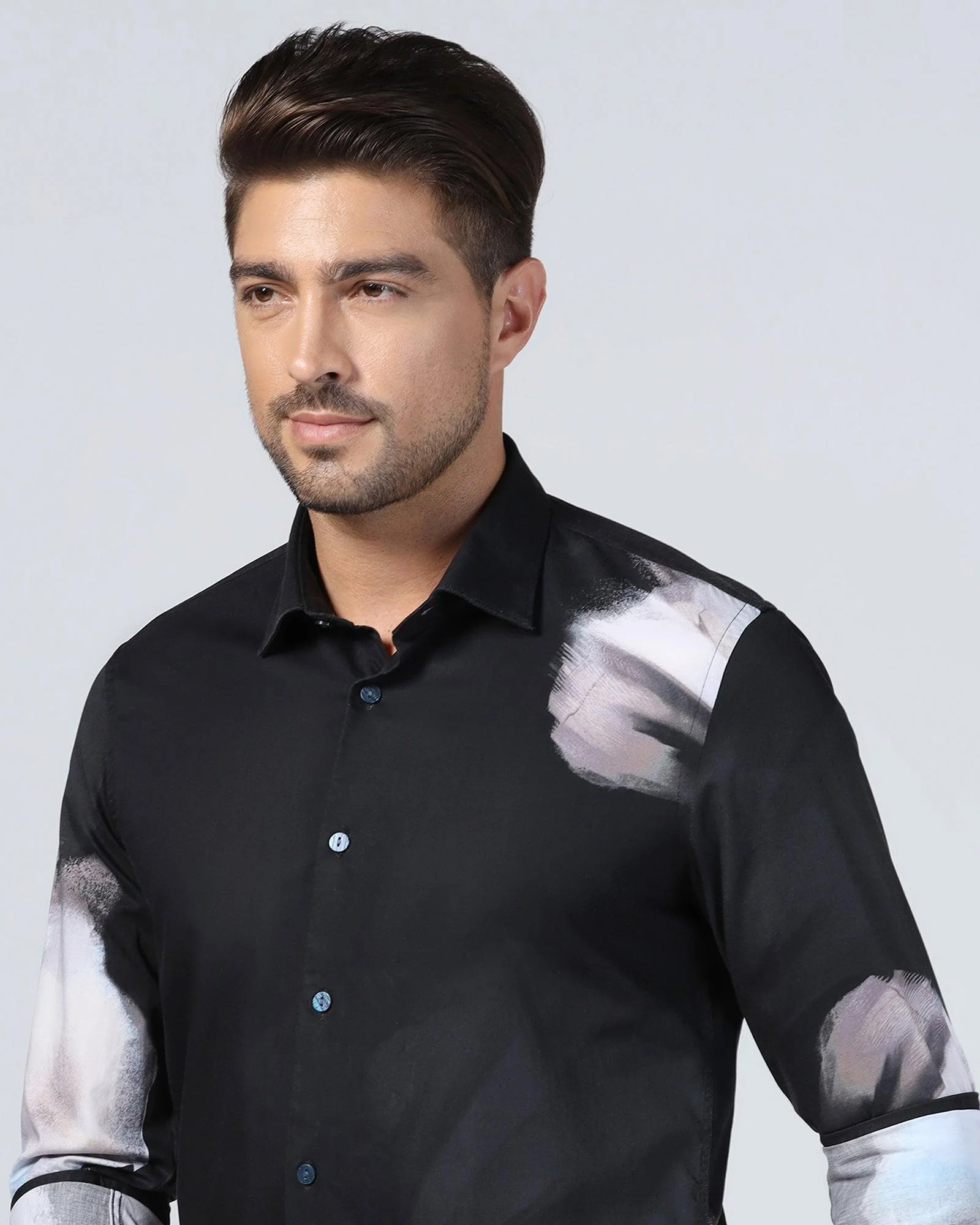 Casual Black Printed Shirt - Santo - Image 4