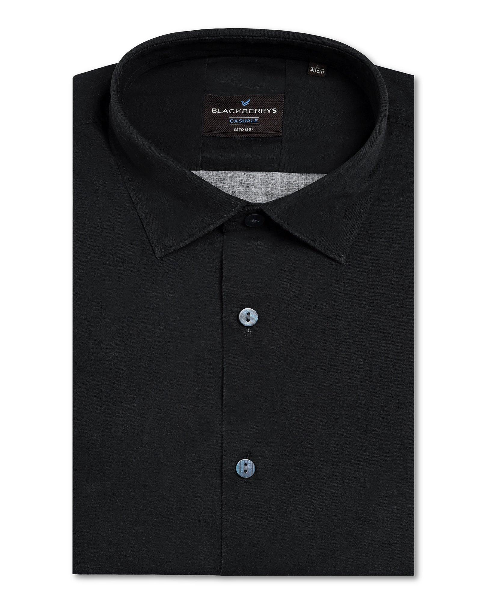 Casual Black Printed Shirt - Santo - Image 5