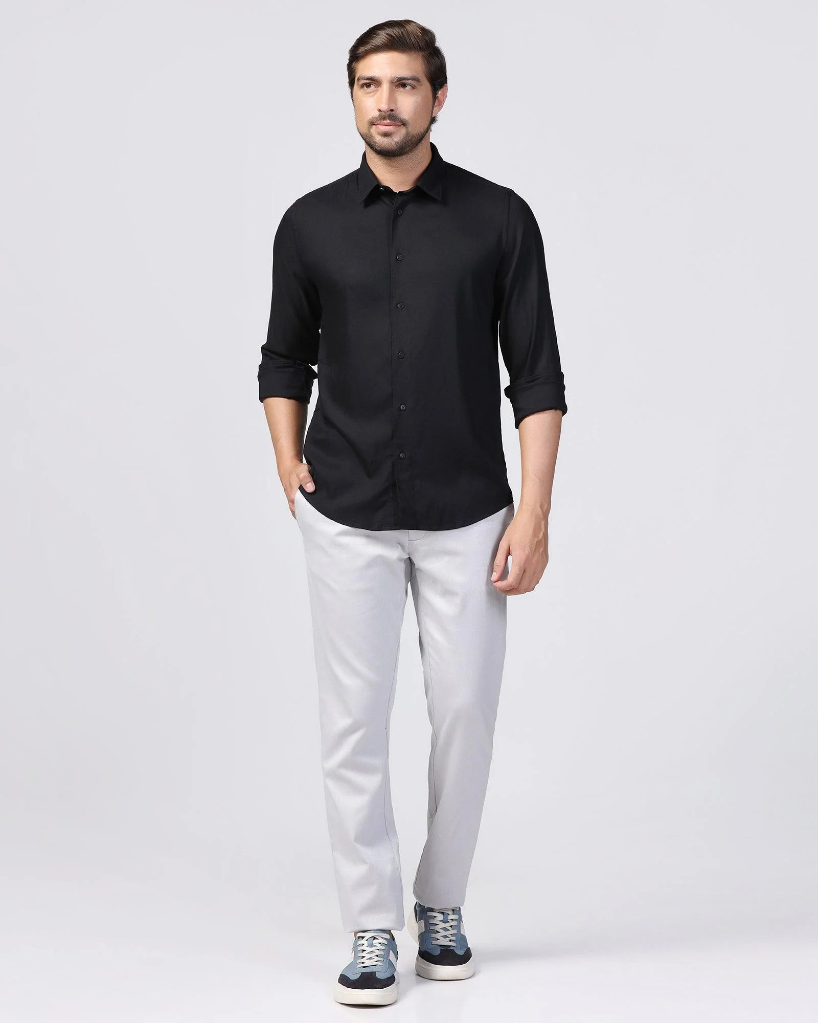 Casual Black Solid Shirt - Gerald - Image 3