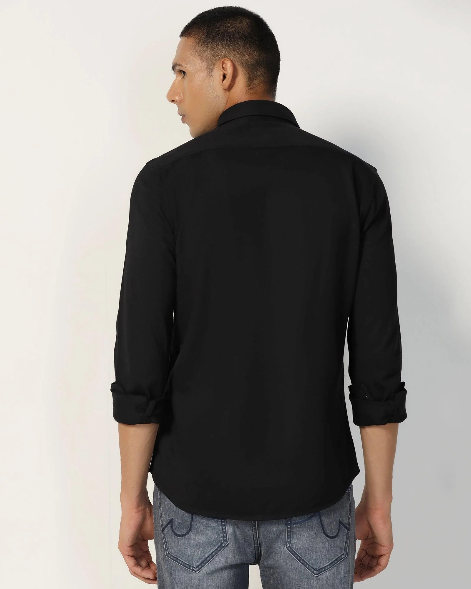 Casual Black Solid Shirt - Pareto - Image 2