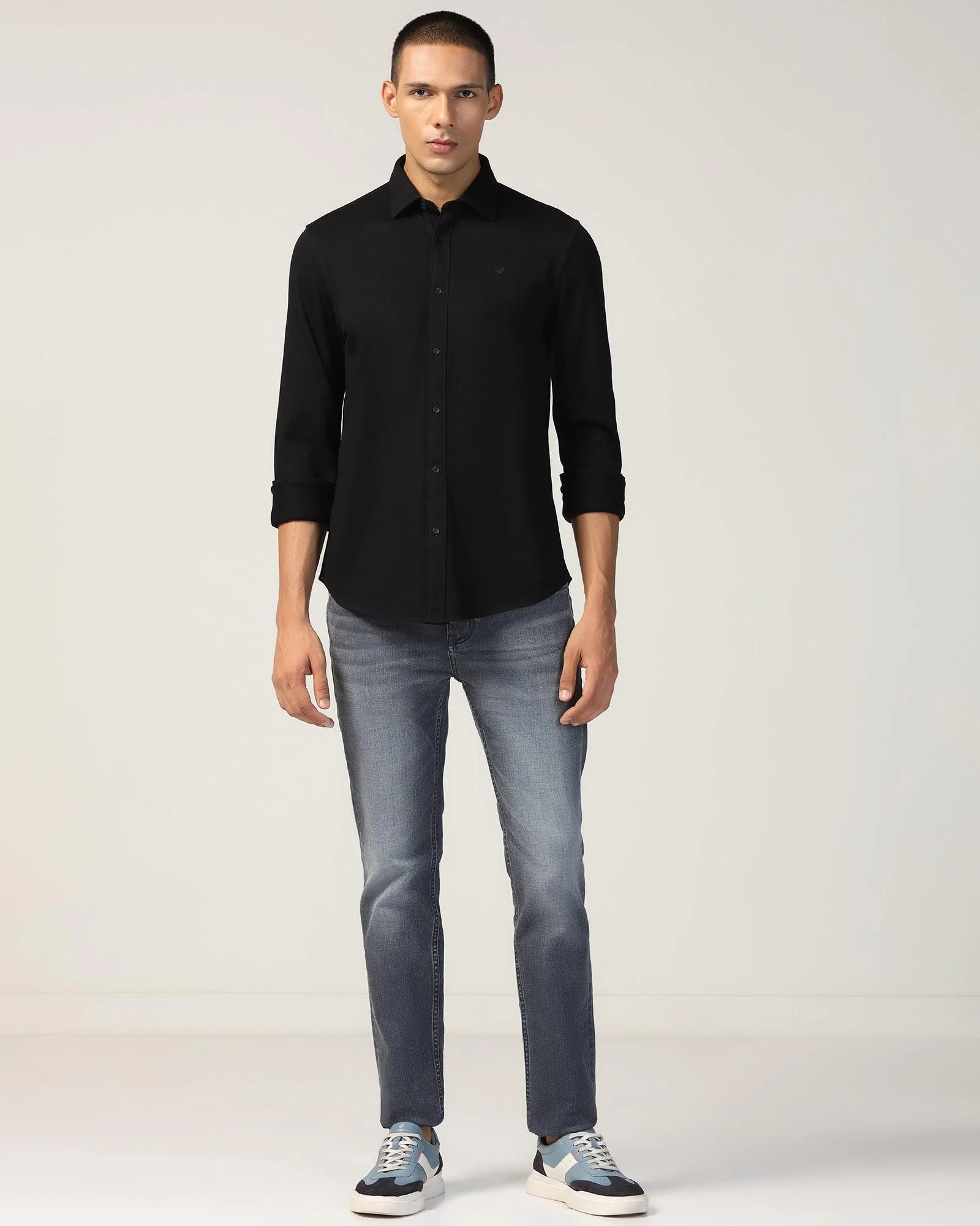Casual Black Solid Shirt - Pareto - Image 3