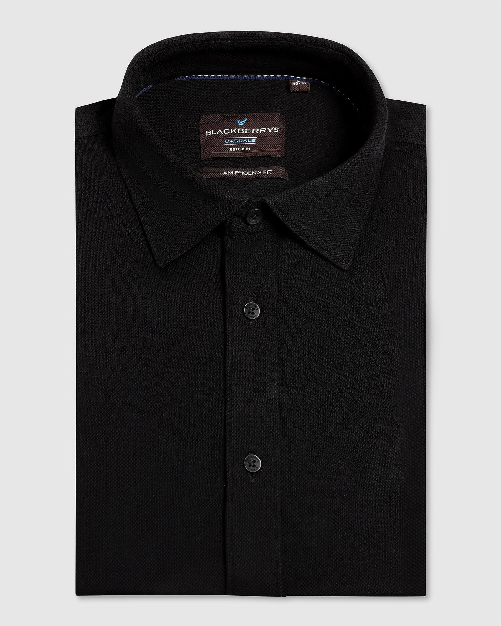 Casual Black Solid Shirt - Pareto - Image 5