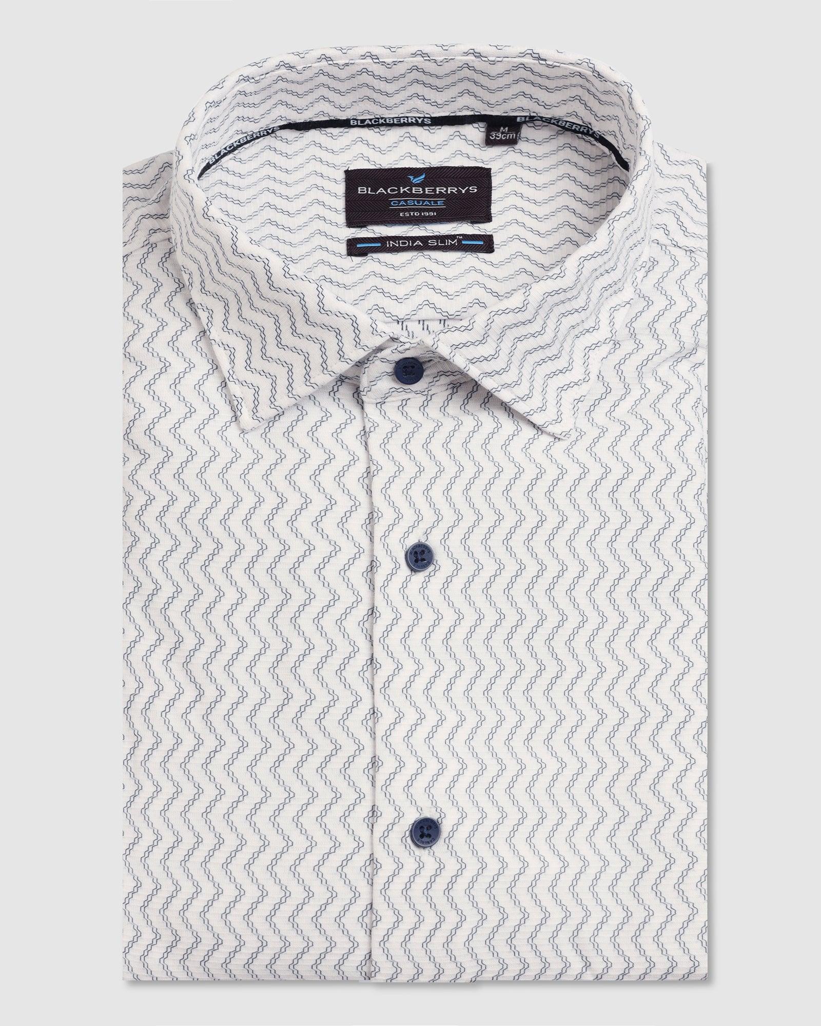 Casual Half Sleeve Black Jacquard Shirt - Shaolin - Image 5