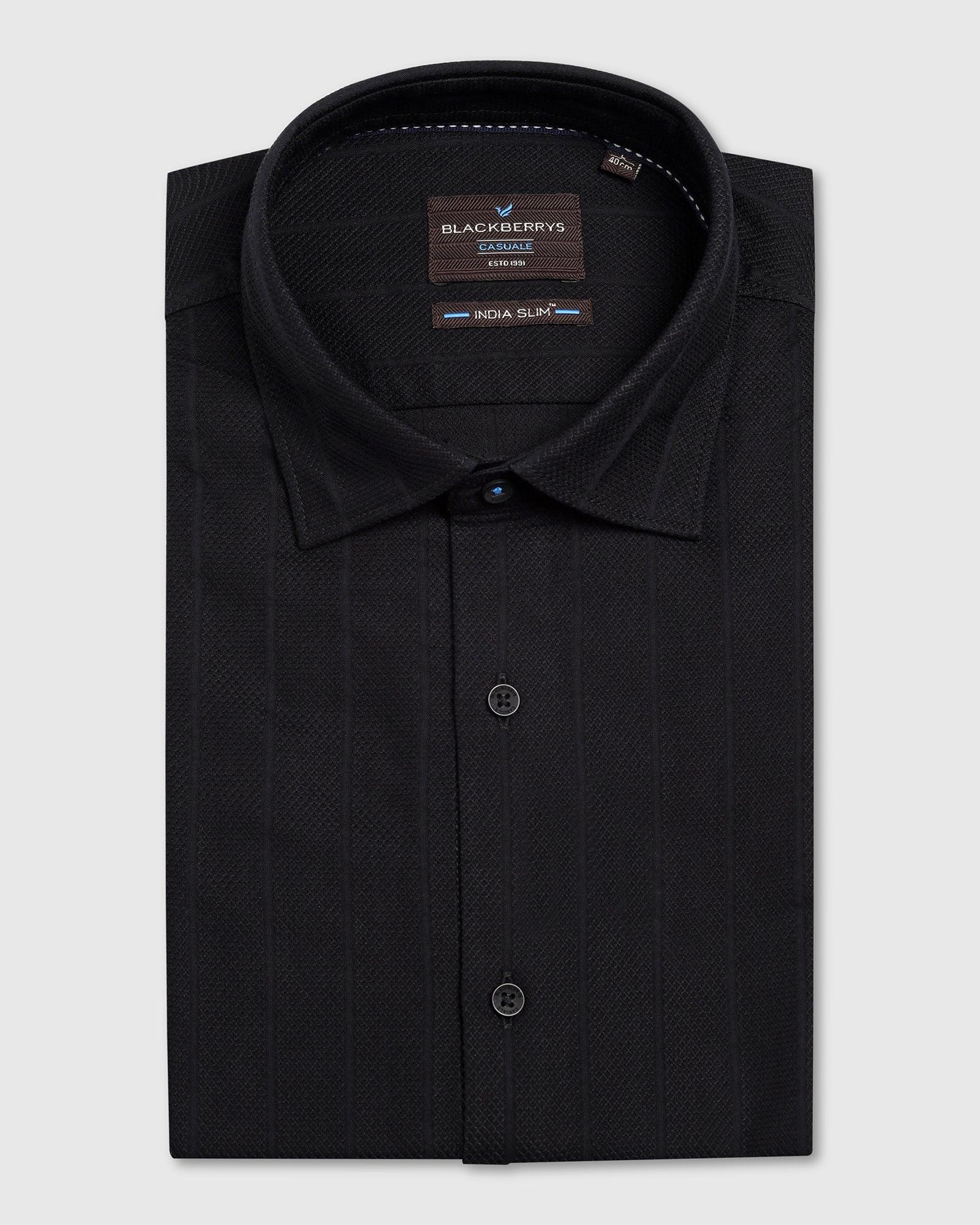 Casual Black Textured Shirt - Tuscany - Image 5