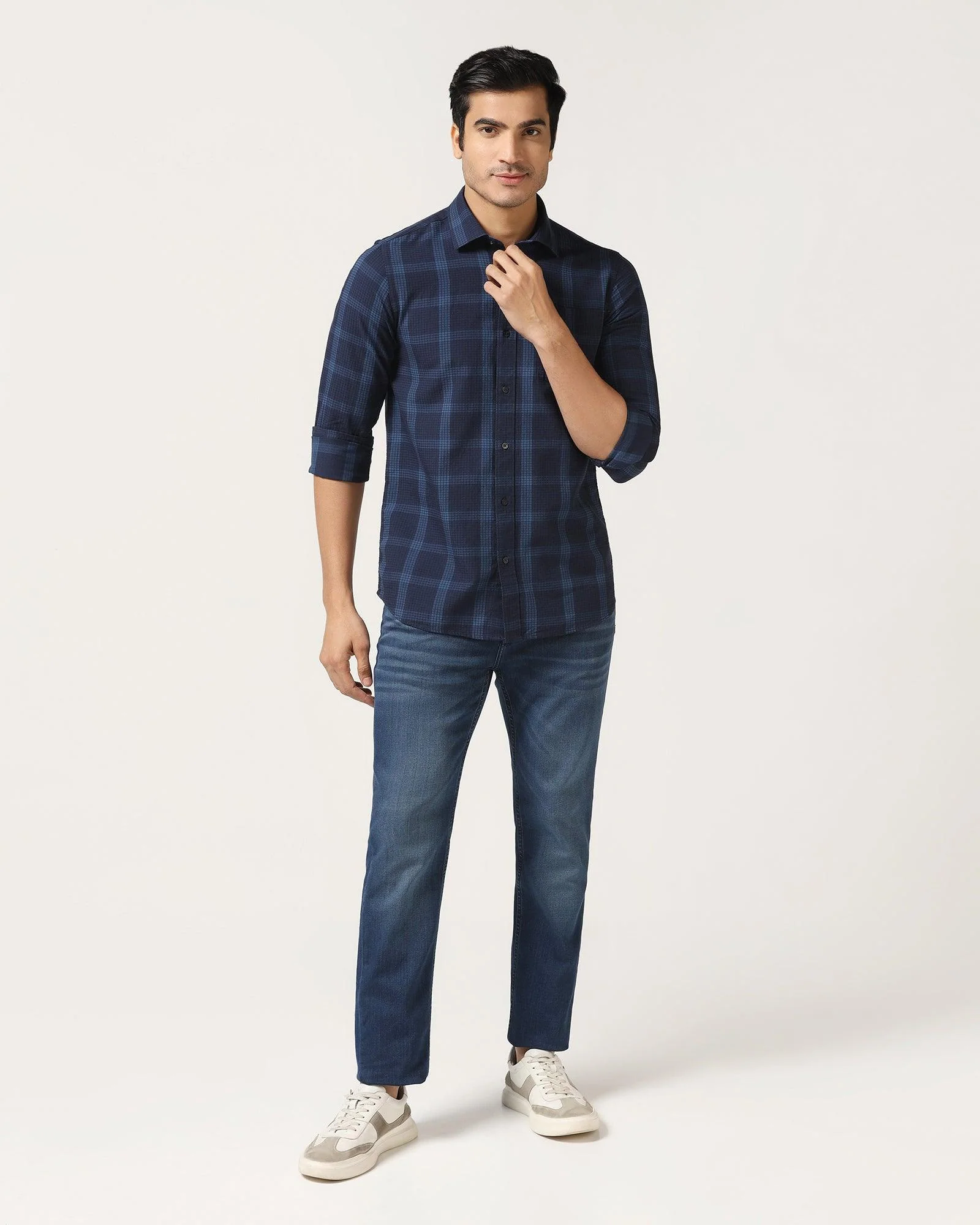 Casual Blue Check Shirt - Audrey - Image 3