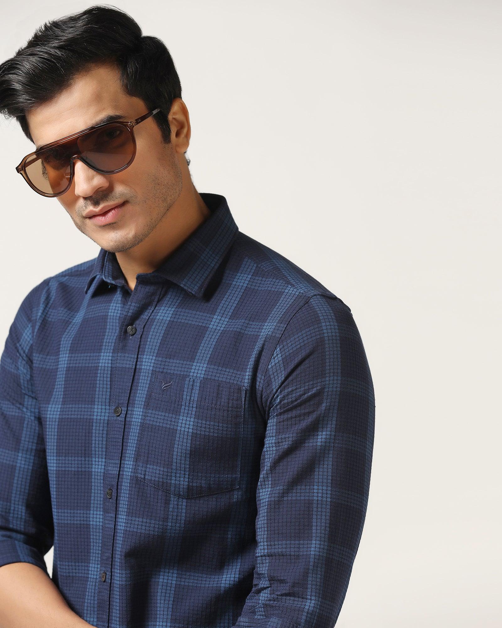 Casual Blue Check Shirt - Audrey - Image 8