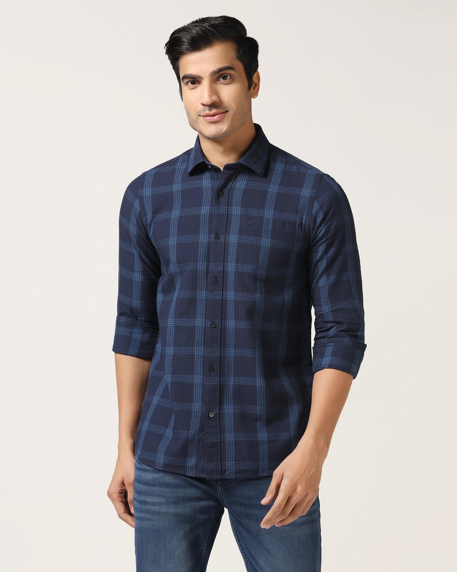 Casual Blue Check Shirt - Audrey - Image 9