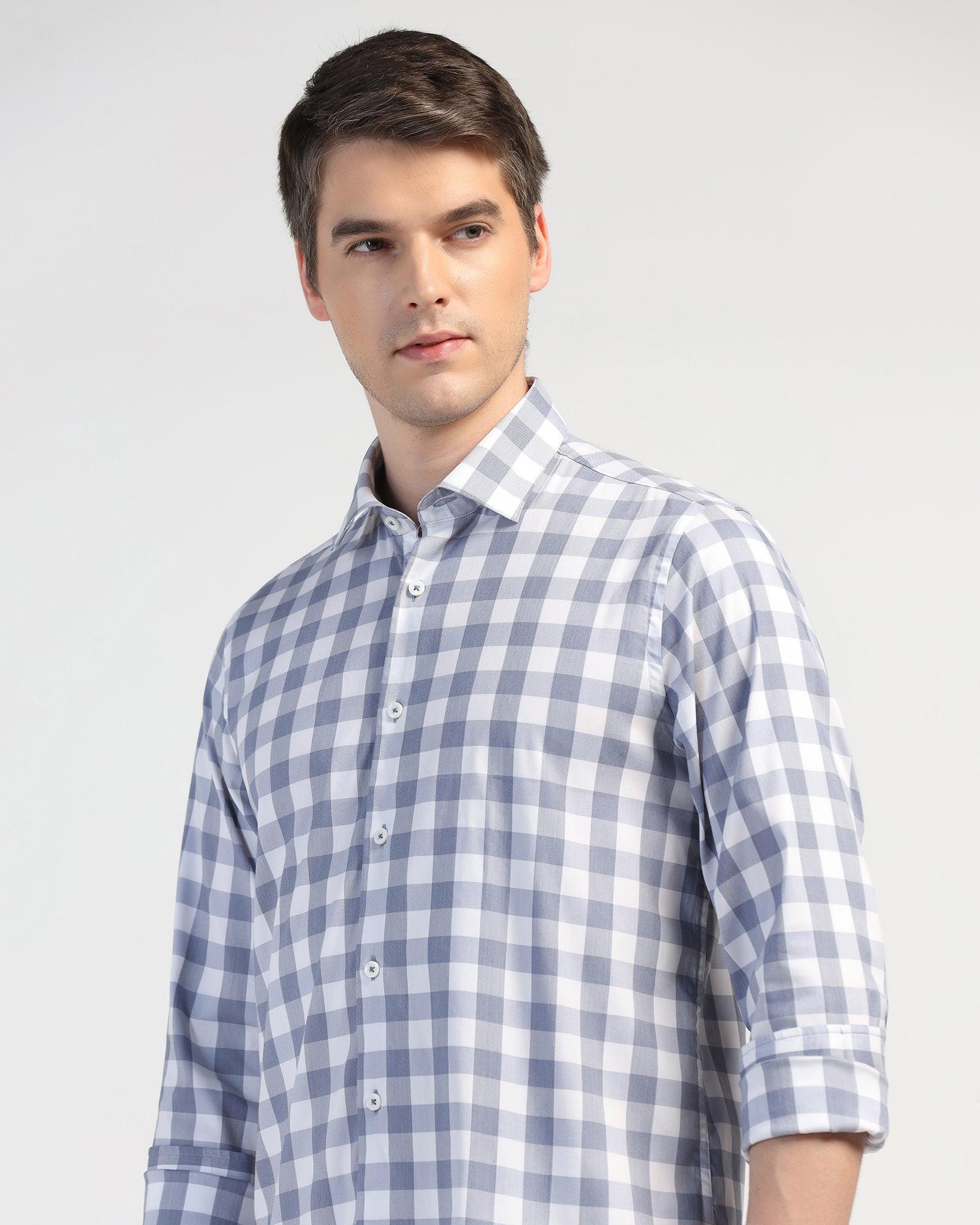 Casual Blue Check Shirt - Omer - Image 4