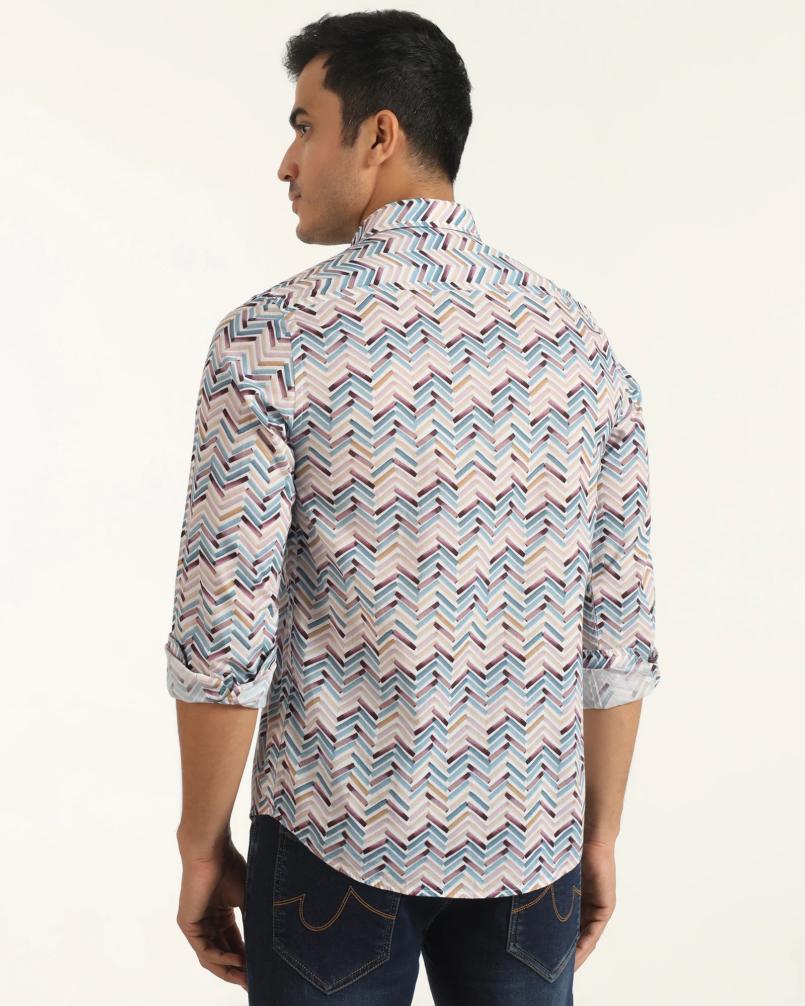Casual Blue Printed Shirt - Alba - Image 2
