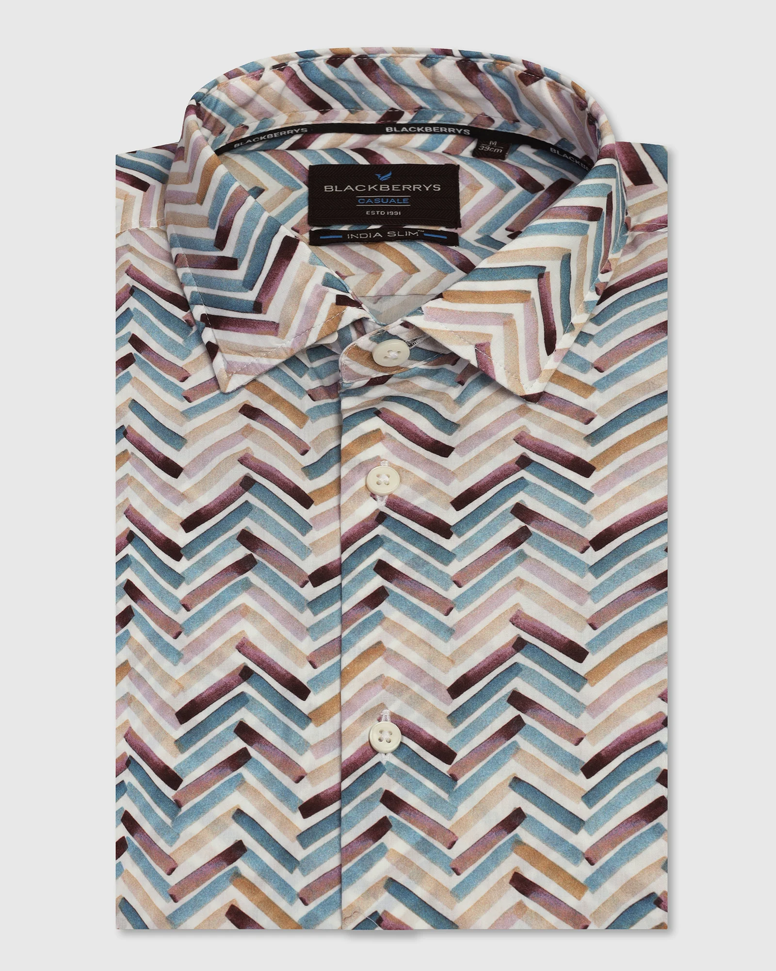 Casual Blue Printed Shirt - Alba - Image 5