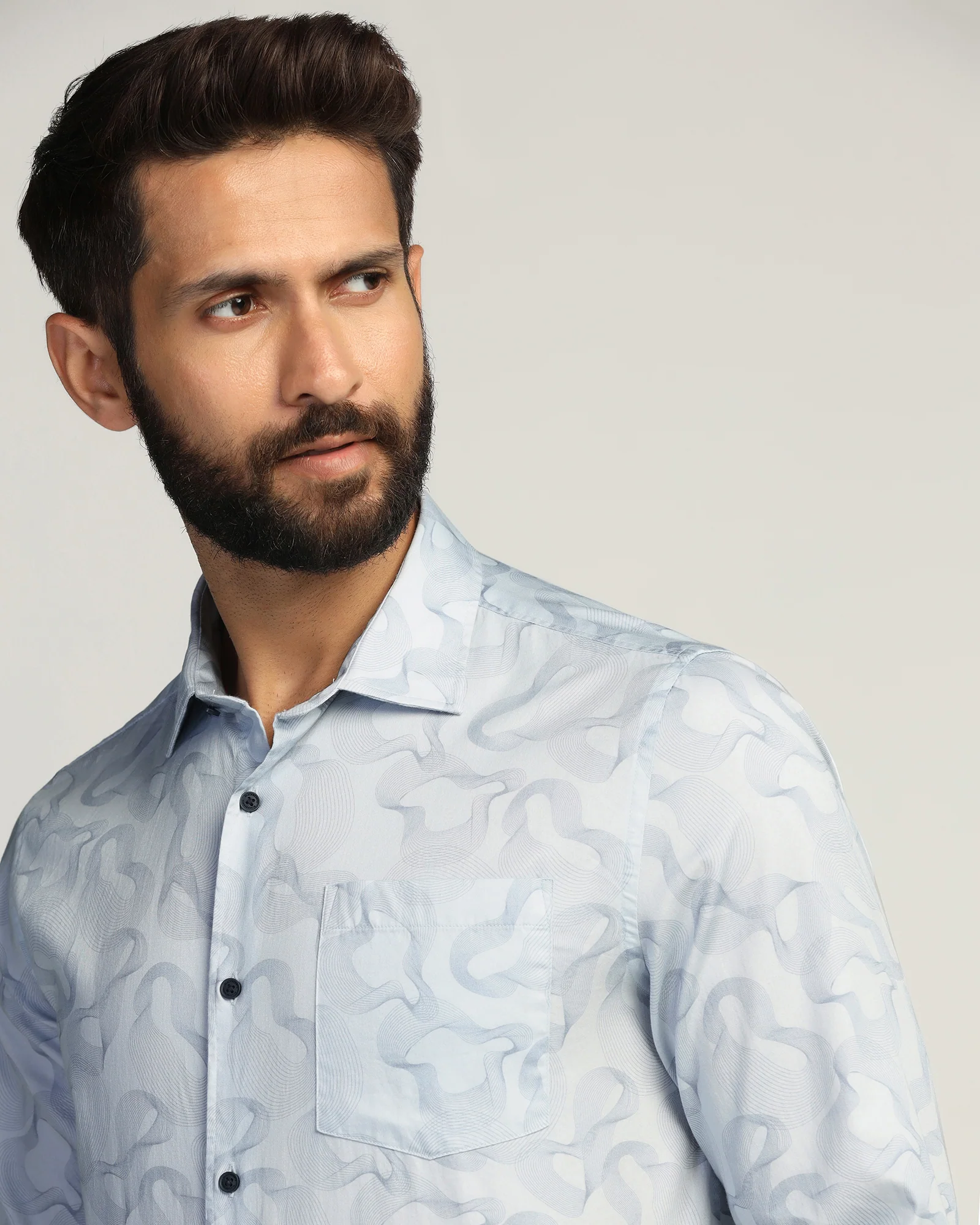 Casual Blue Printed Shirt - Heath - Image 4