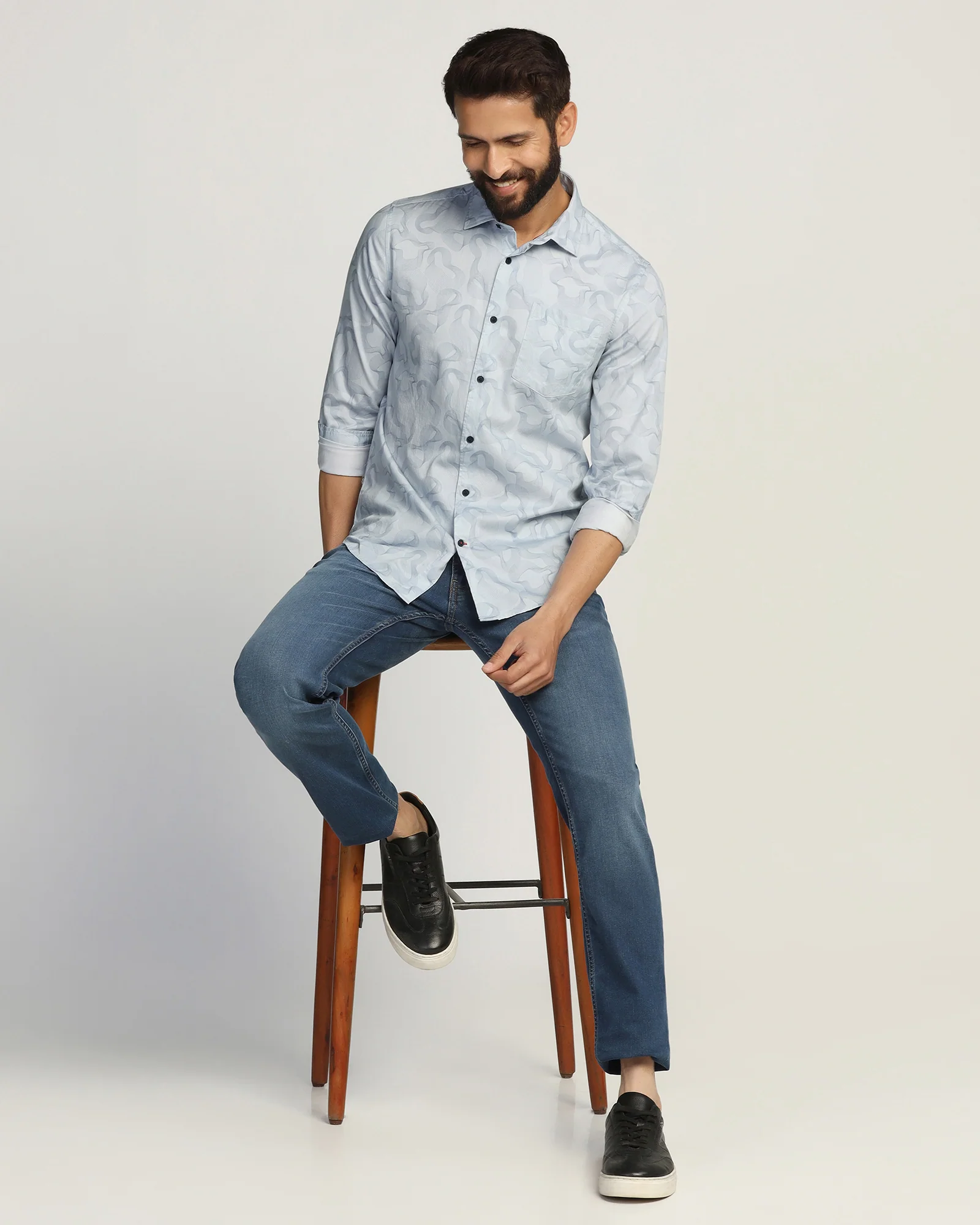 Casual Blue Printed Shirt - Heath - Image 7
