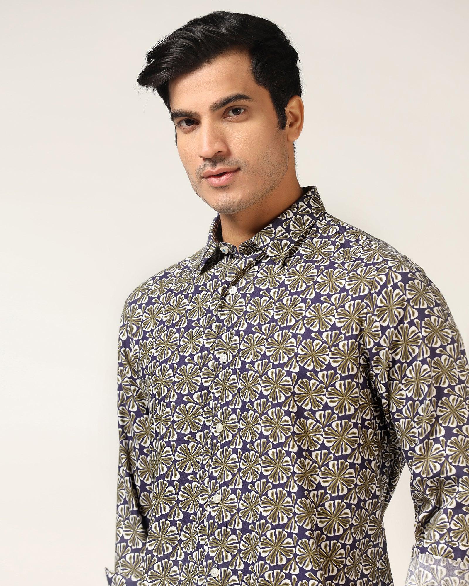 Casual Blue Printed Shirt - Melon - Image 4