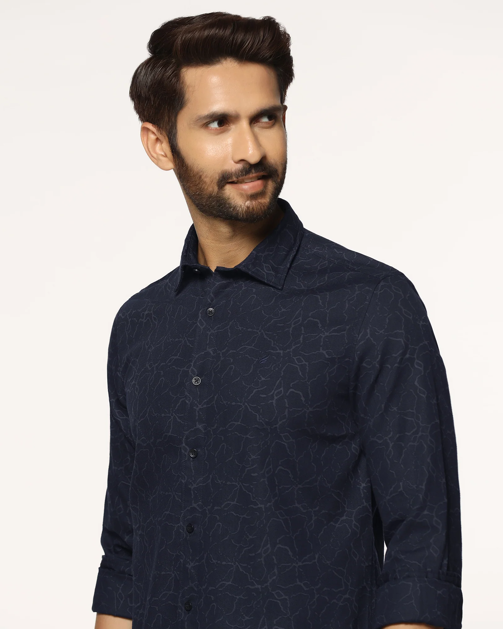 Casual Blue Printed Shirt - Mercer - Image 4