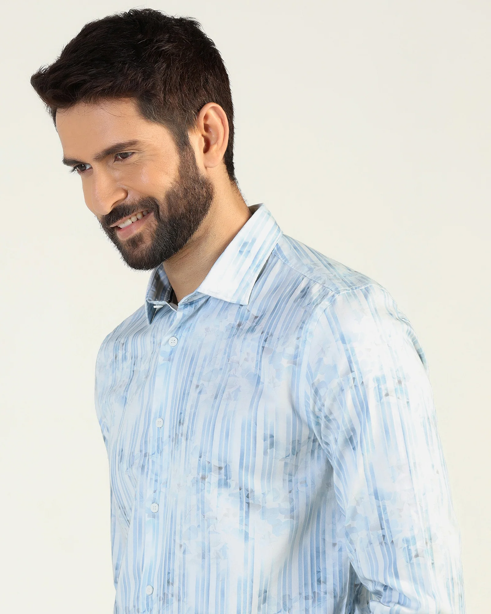 Casual Blue Printed Shirt - Pacom - Image 4