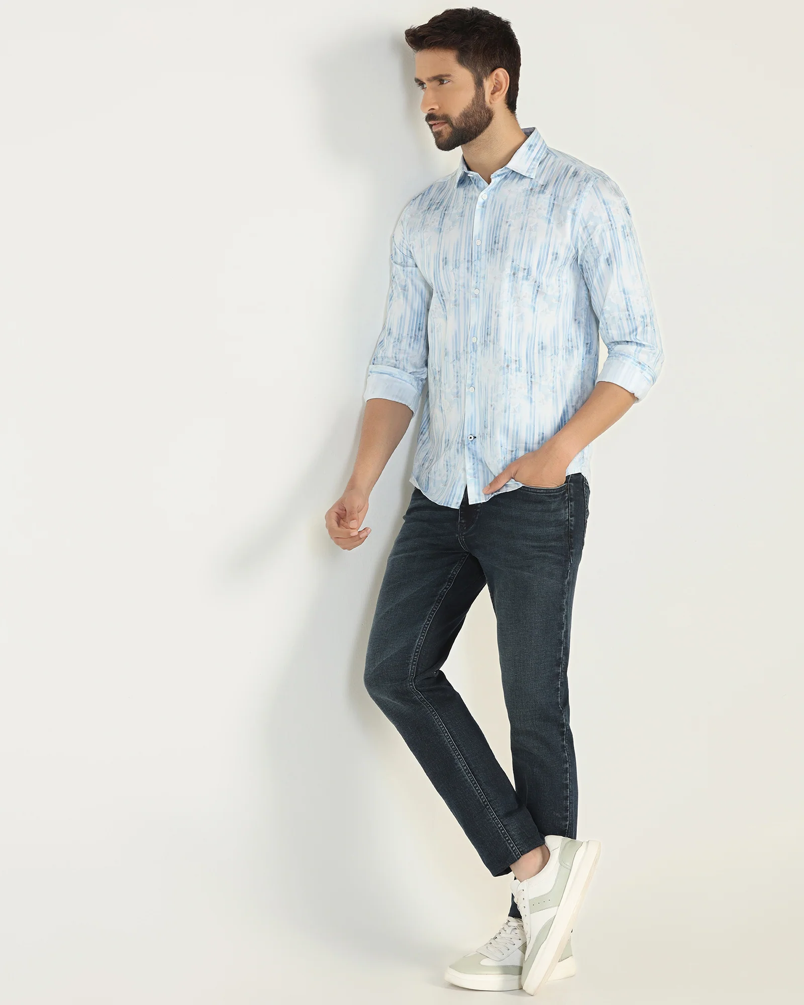 Casual Blue Printed Shirt - Pacom - Image 7