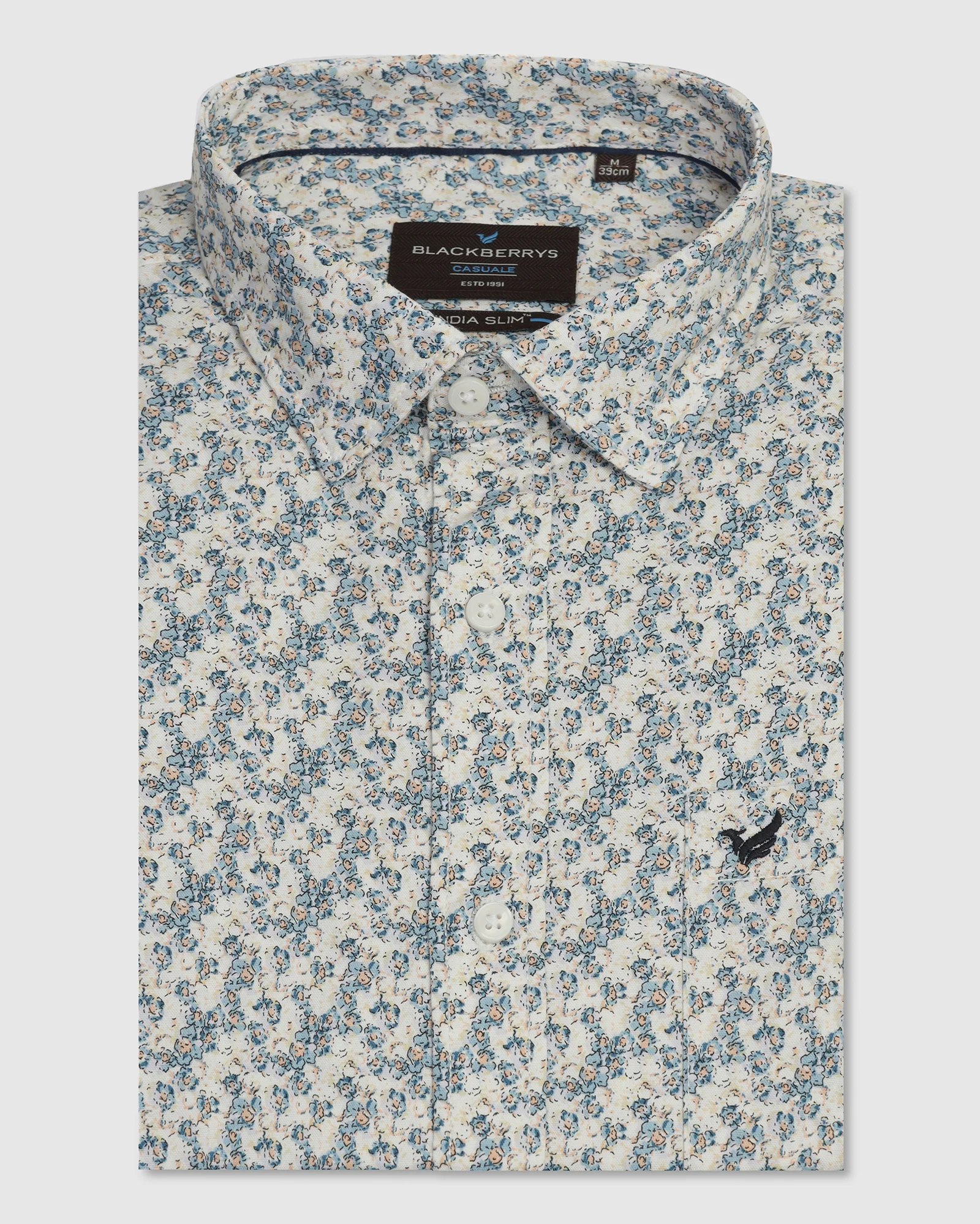 Casual Blue Printed Shirt - Ryder - Image 5