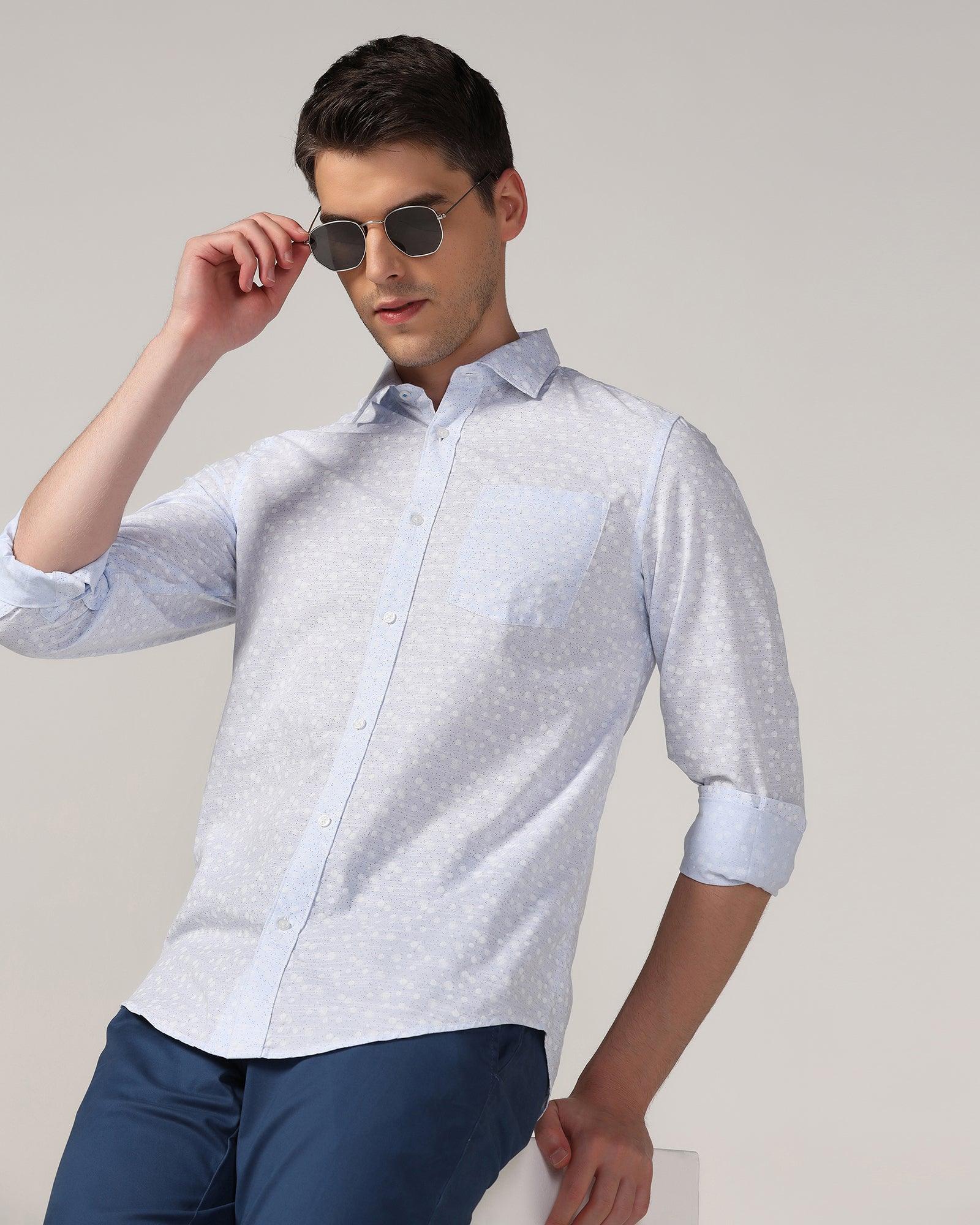 Casual Blue Printed Shirt - Salsa - Image 7