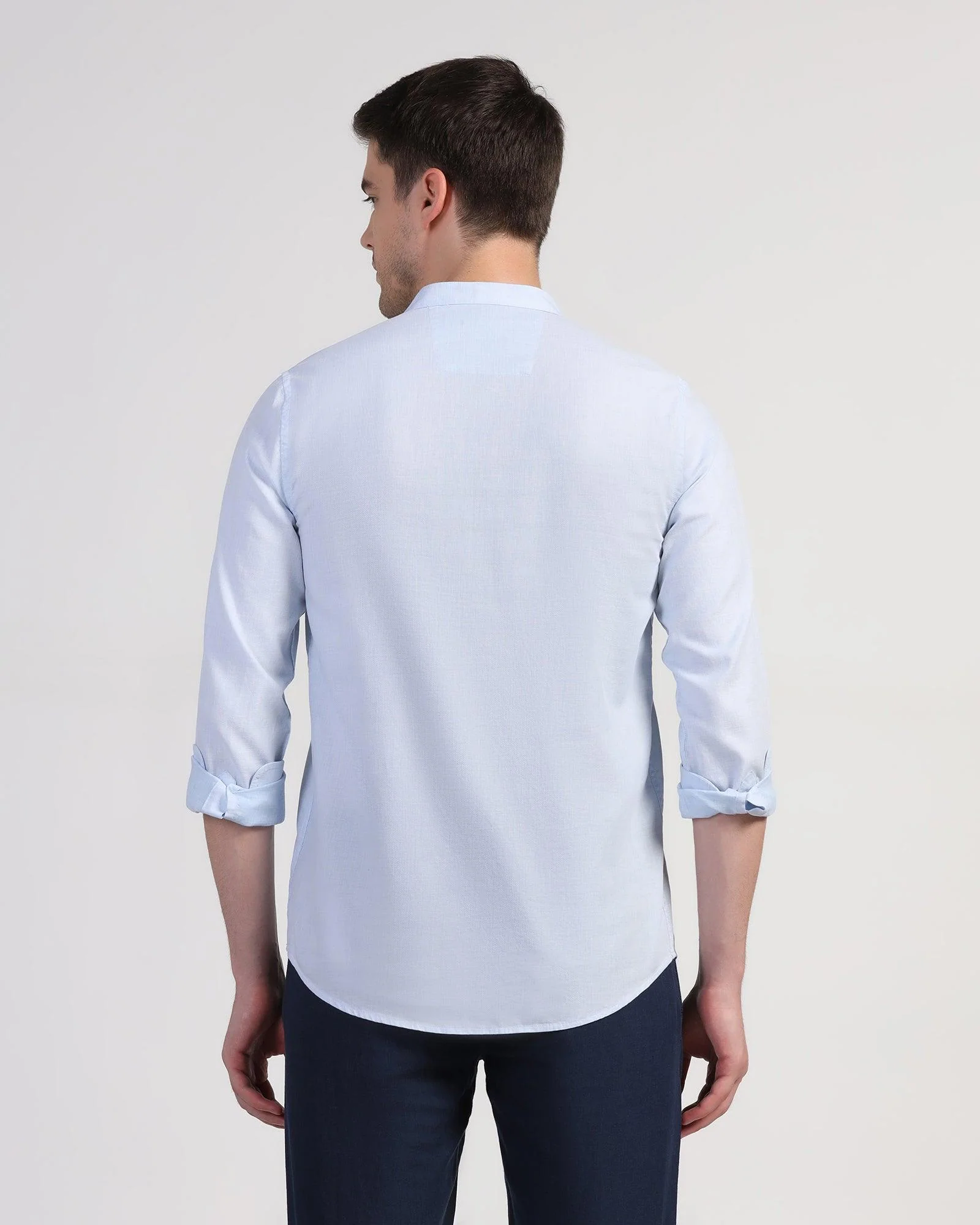 Casual Blue Solid Shirt - Carly - Image 2