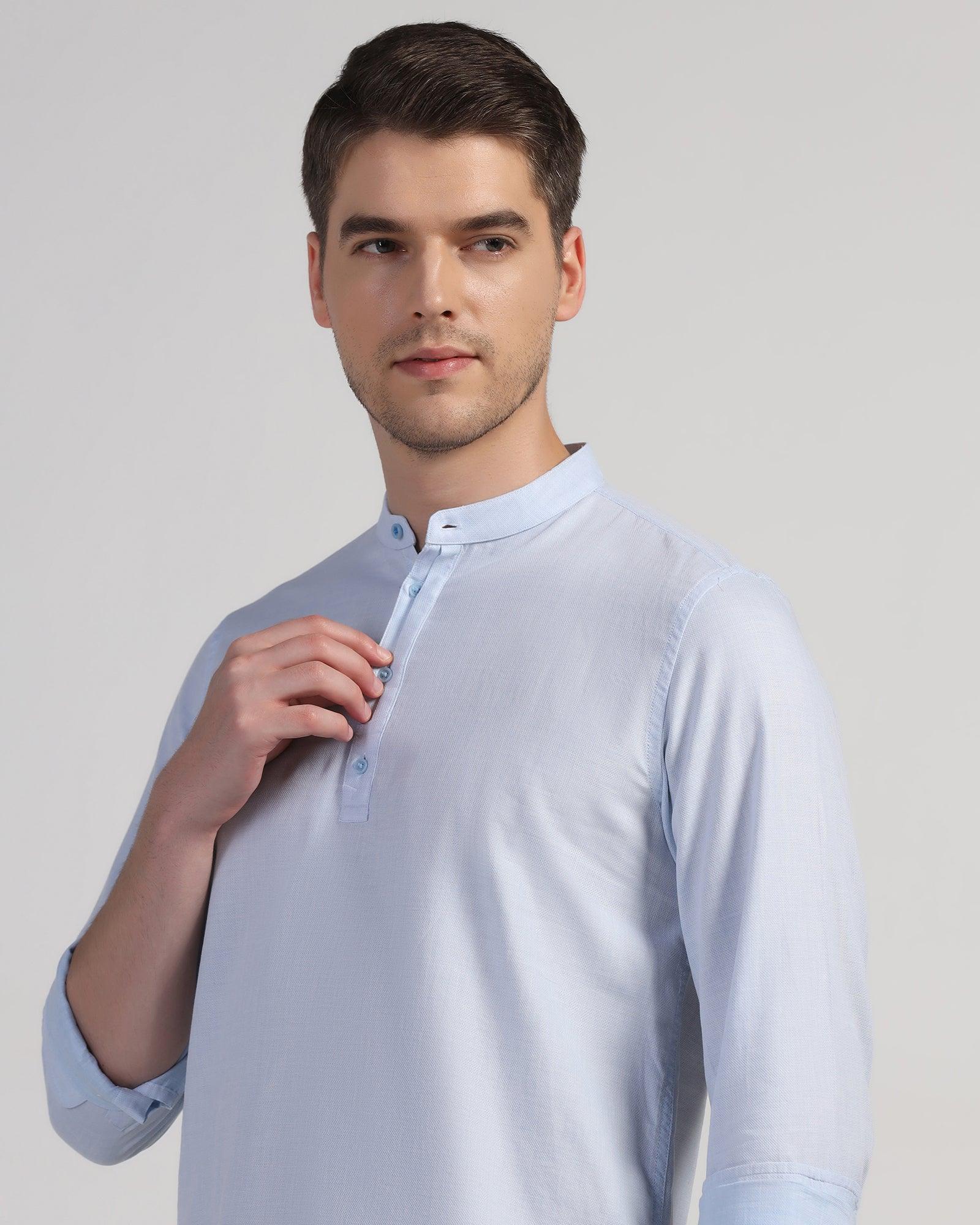 Casual Blue Solid Shirt - Carly - Image 4