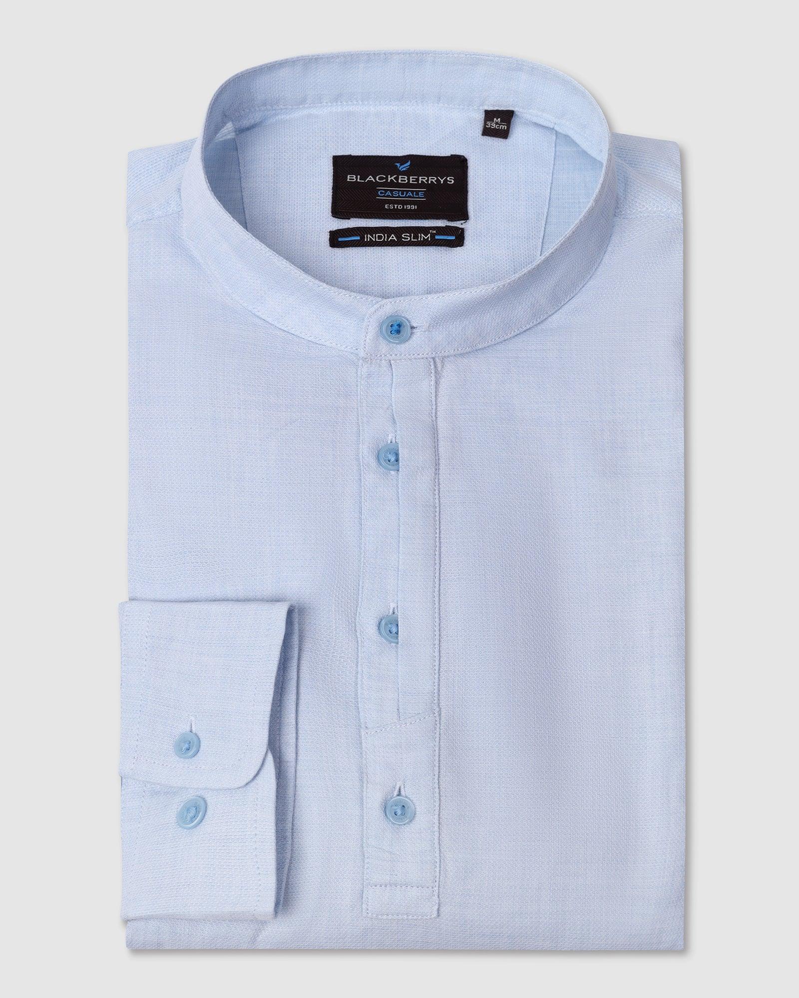 Casual Blue Solid Shirt - Carly - Image 5