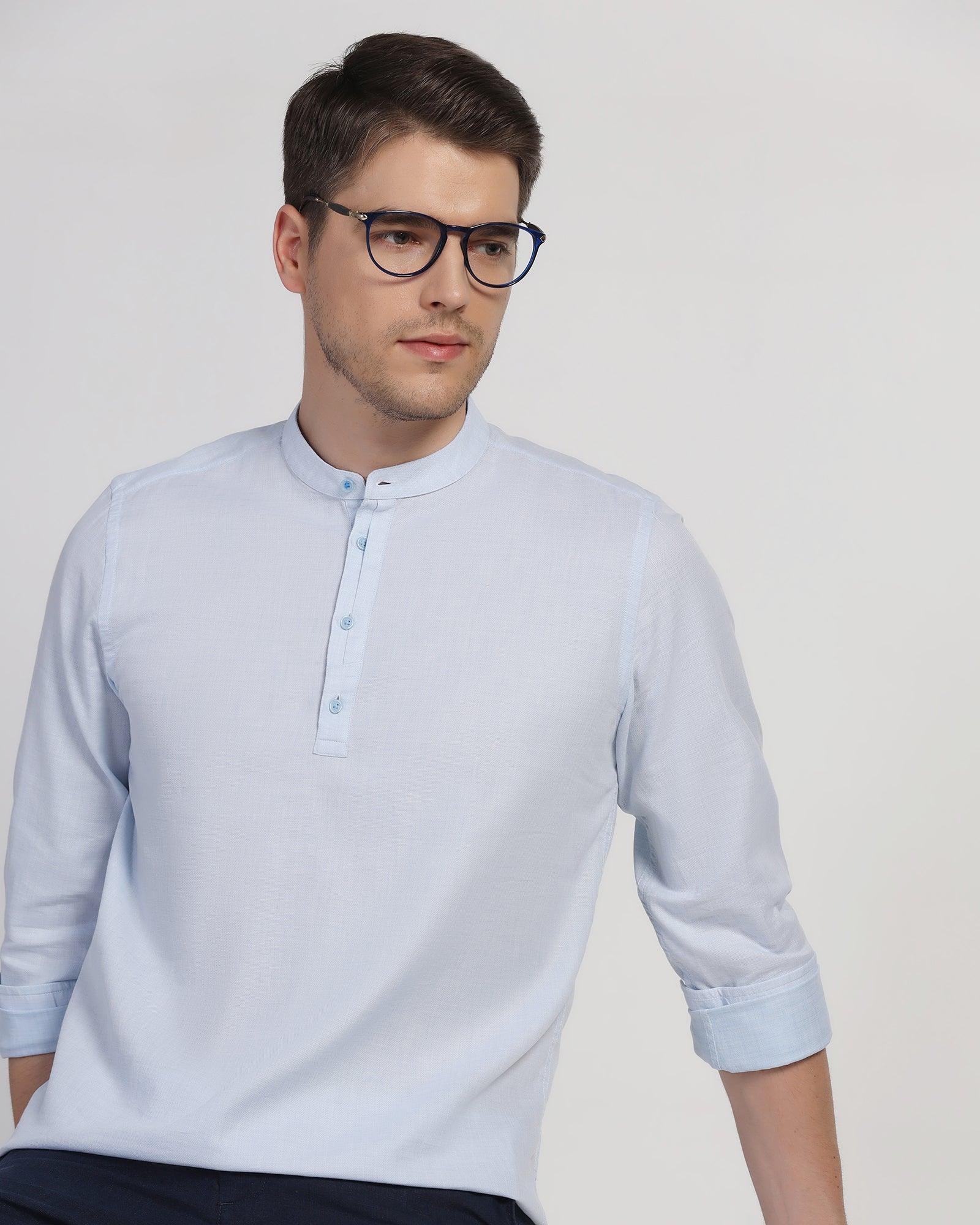 Casual Blue Solid Shirt - Carly - Image 6