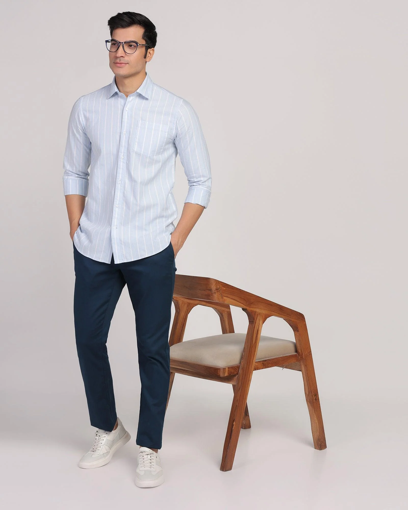 Casual Blue Stripe Shirt - Cooper - Image 6
