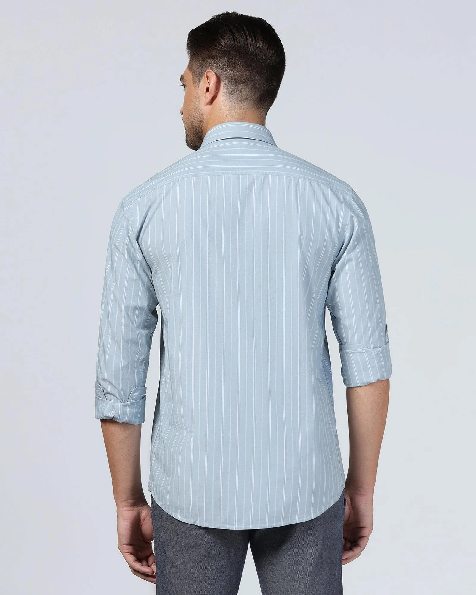 Casual Blue Stripe Shirt - Dollar - Image 2