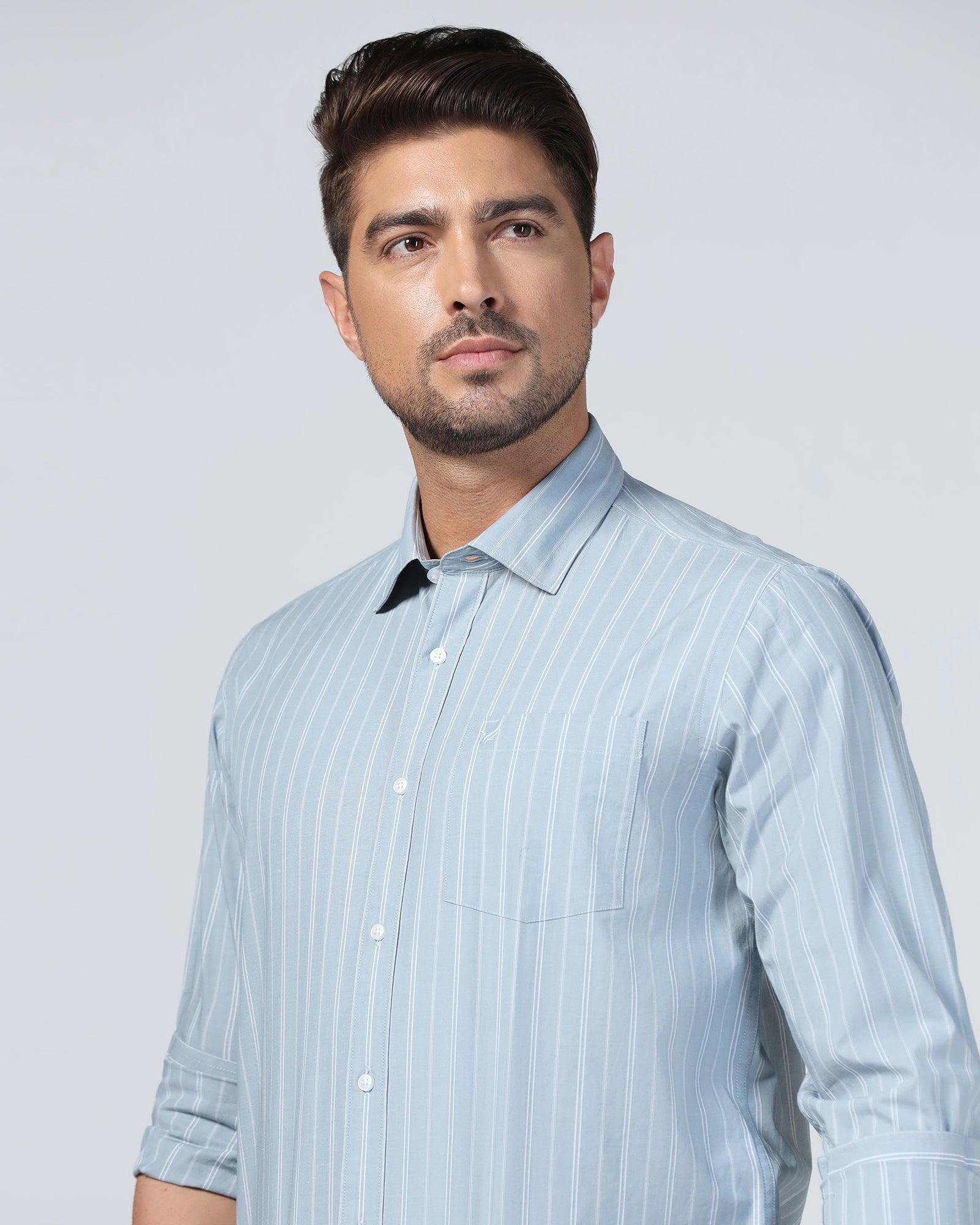 Casual Blue Stripe Shirt - Dollar - Image 4