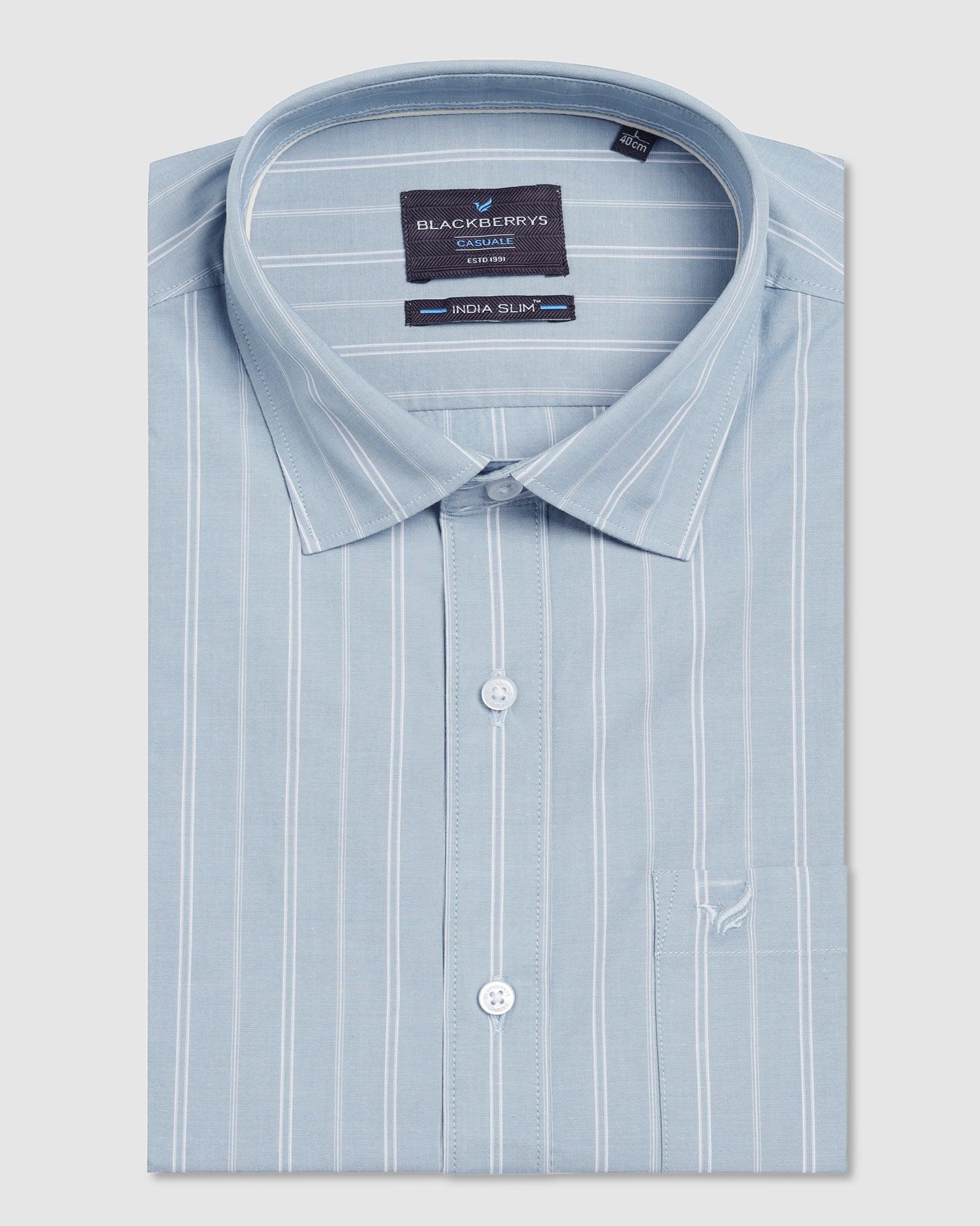 Casual Blue Stripe Shirt - Dollar - Image 5