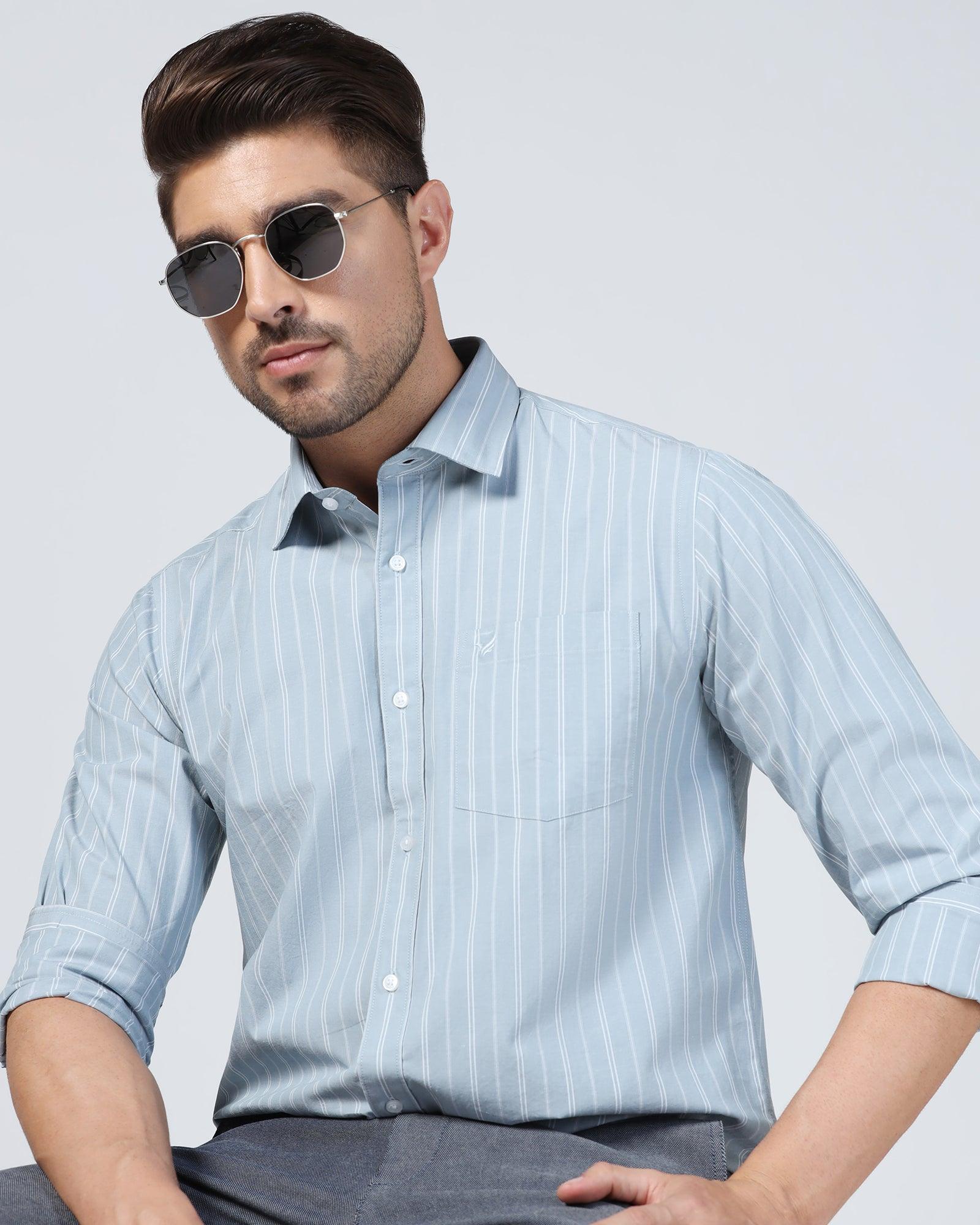Casual Blue Stripe Shirt - Dollar - Image 8