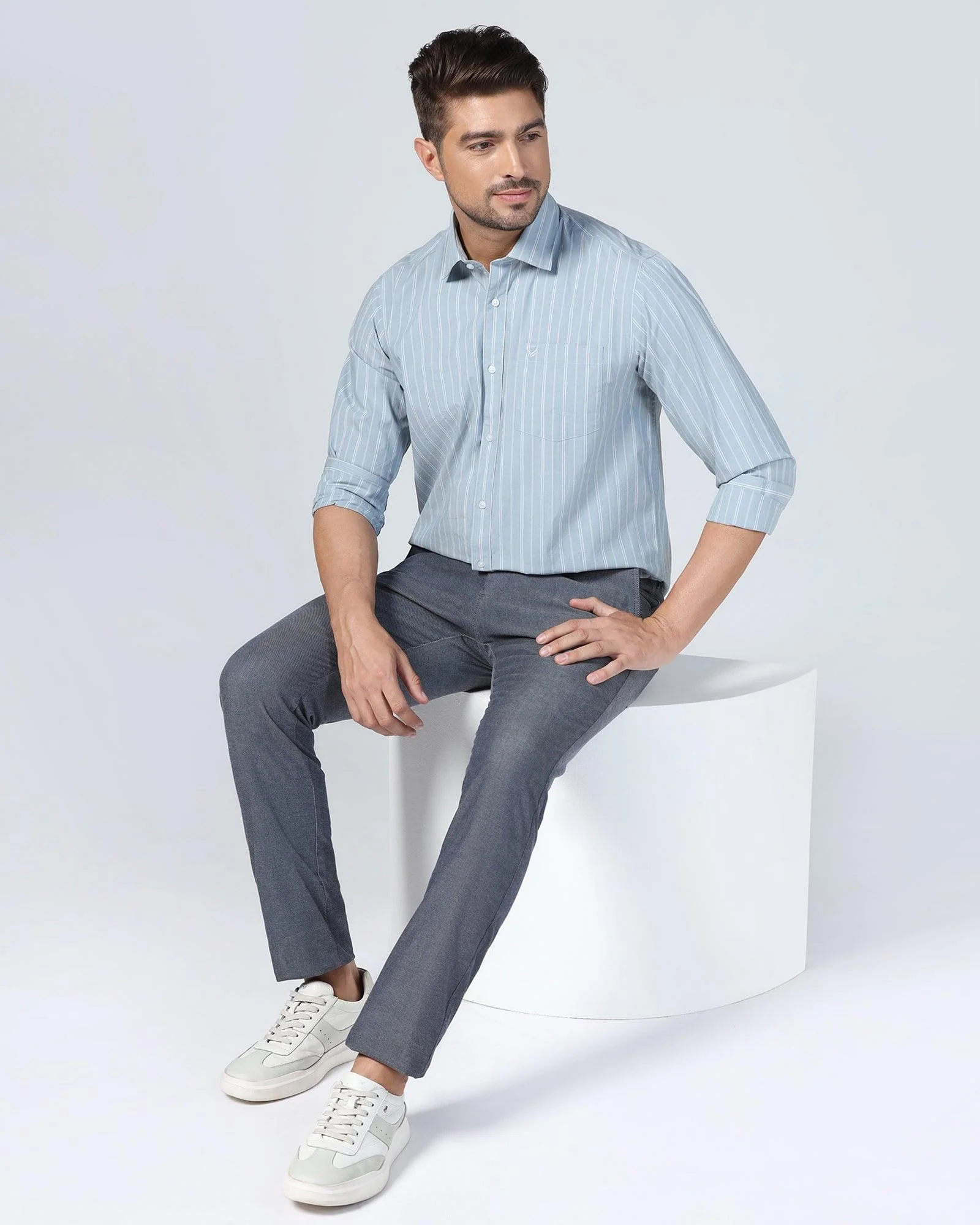 Casual Blue Stripe Shirt - Dollar - Image 9