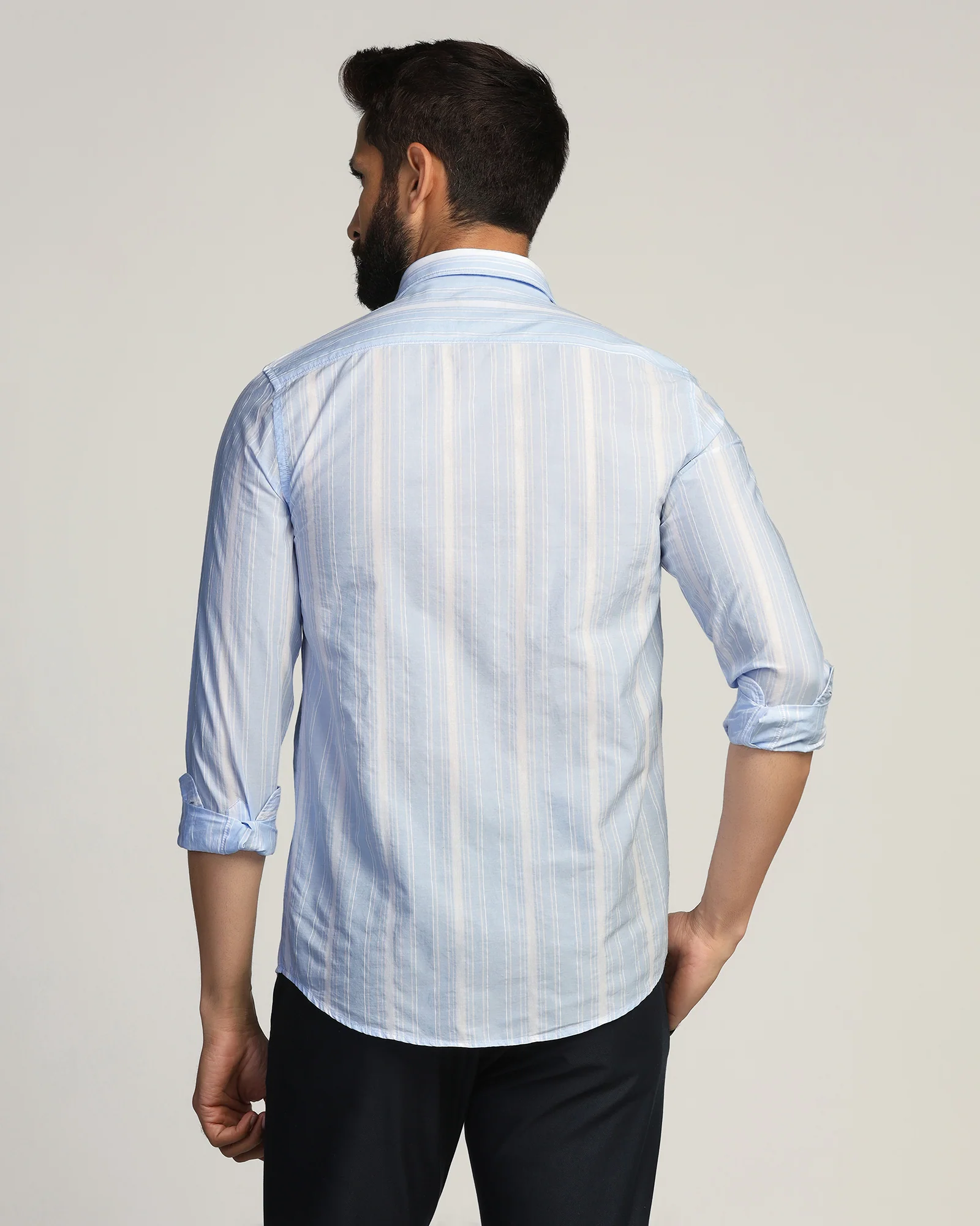 Casual Blue Stripe Shirt - Koben - Image 2