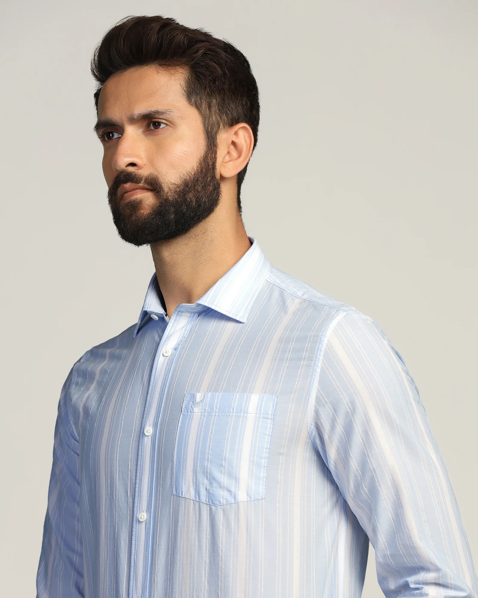 Casual Blue Stripe Shirt - Koben - Image 4