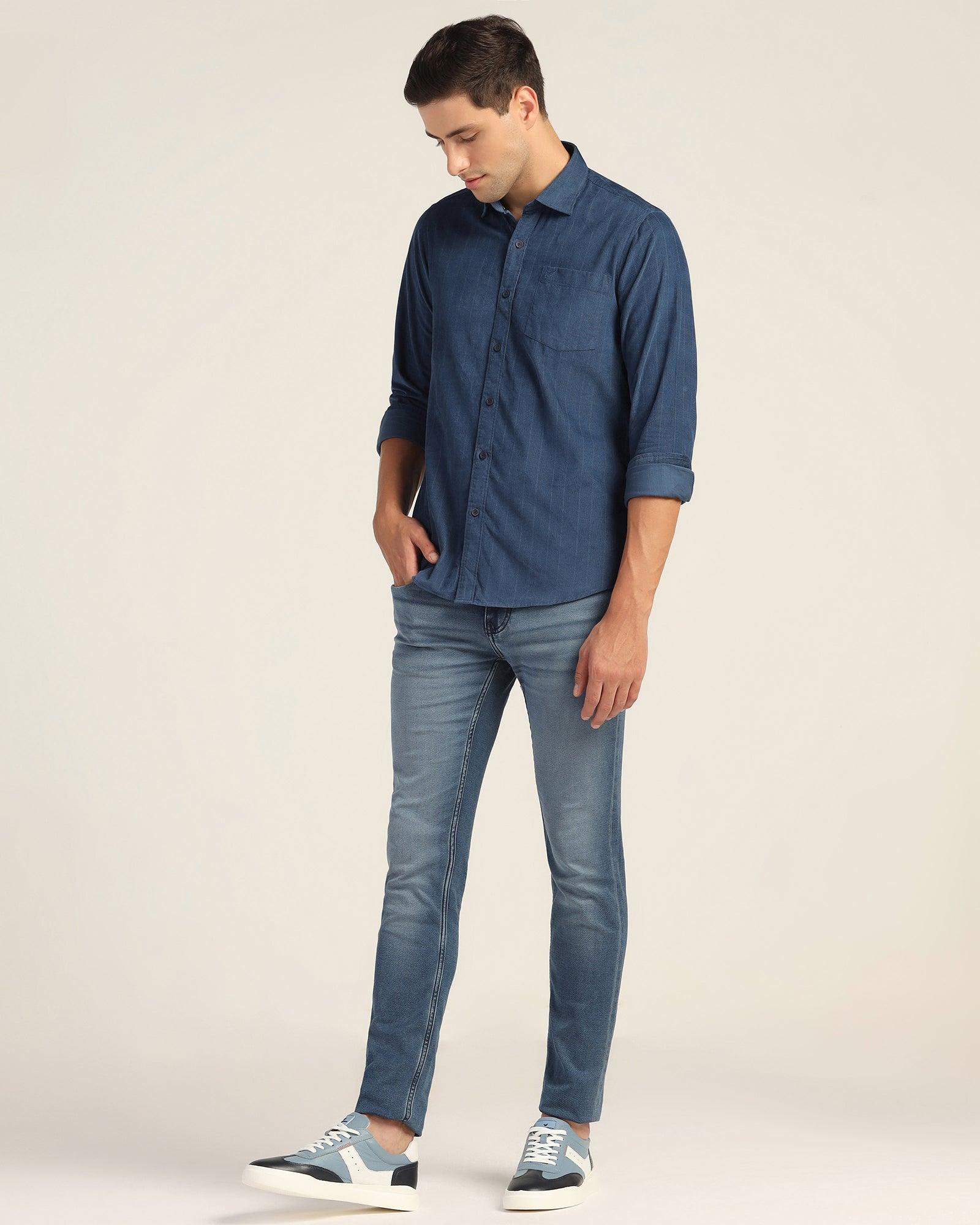 Casual Blue Stripe Shirt - Liam - Image 3