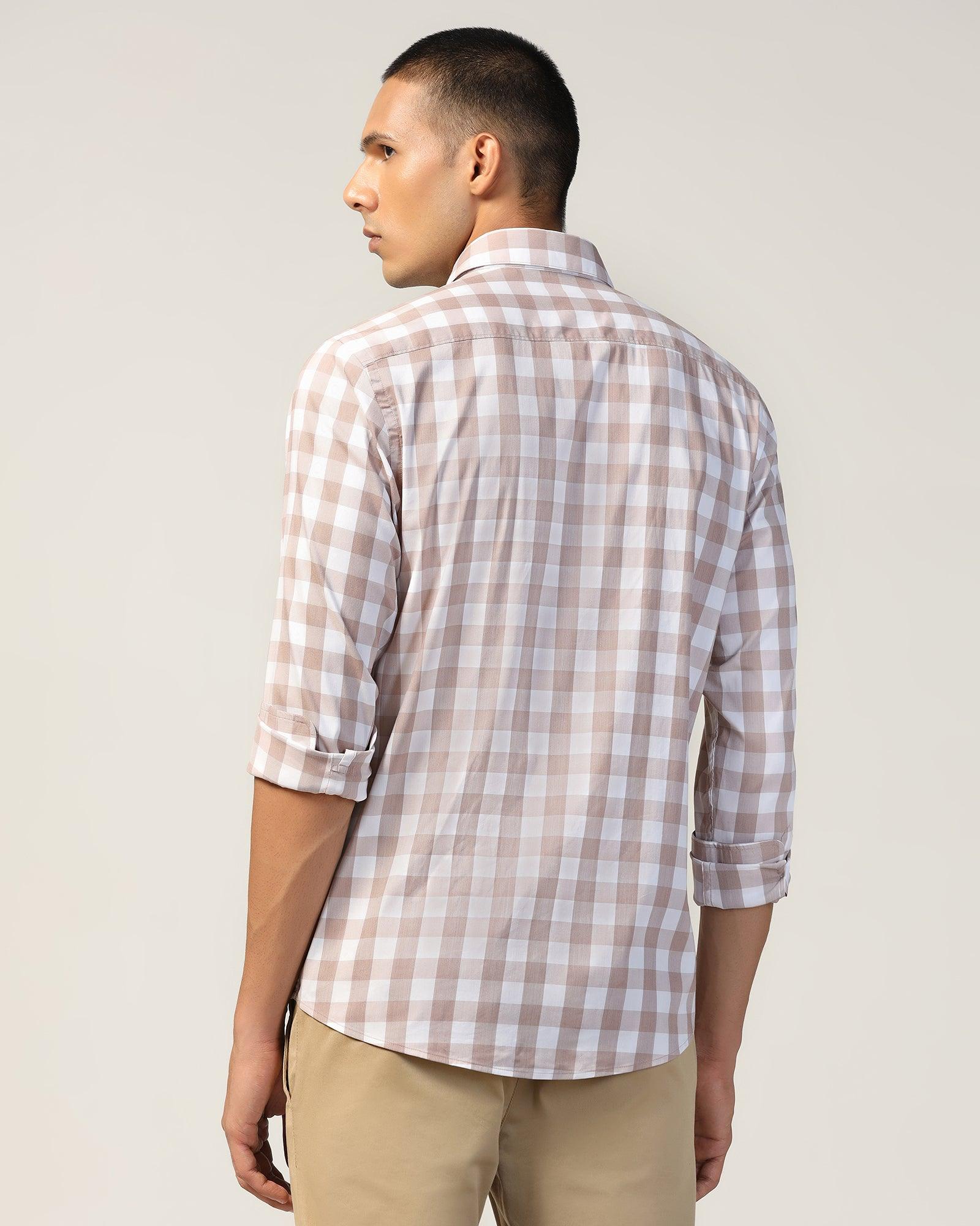 Casual Brown Check Shirt - Omer - Image 2