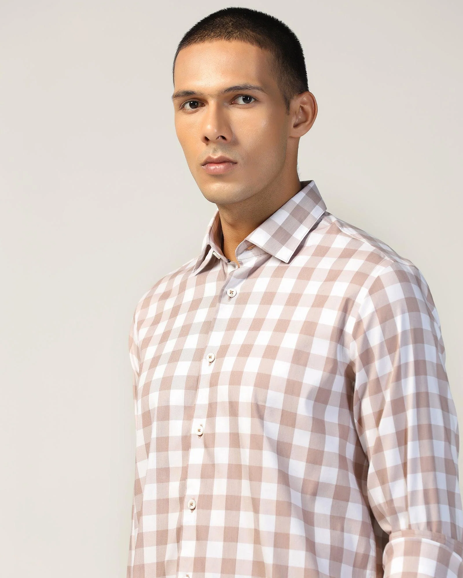 Casual Brown Check Shirt - Omer - Image 4