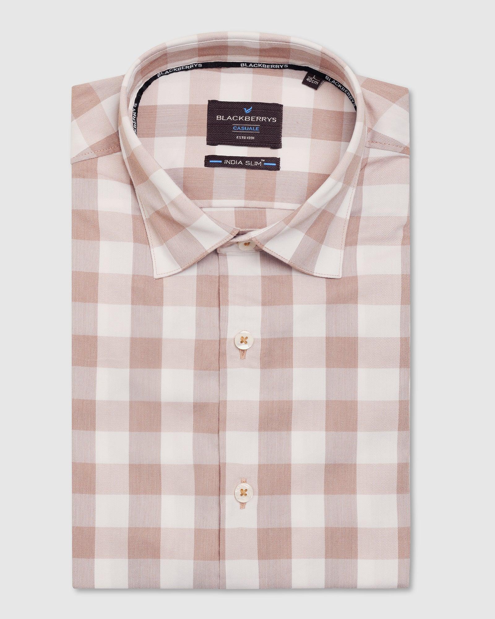 Casual Brown Check Shirt - Omer - Image 5