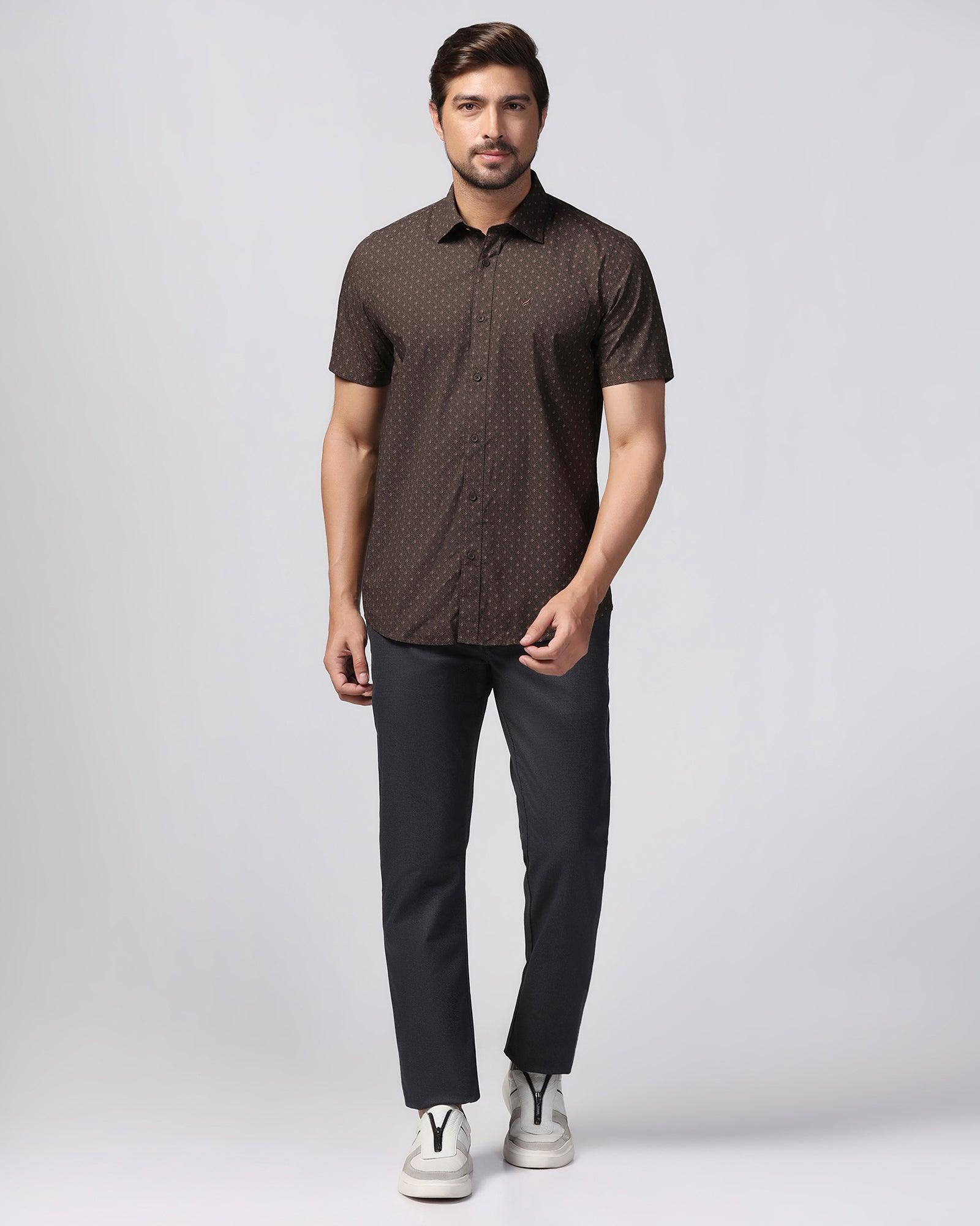 Casual Half Sleeve Brown Printed Shirt - Arwen - Image 3