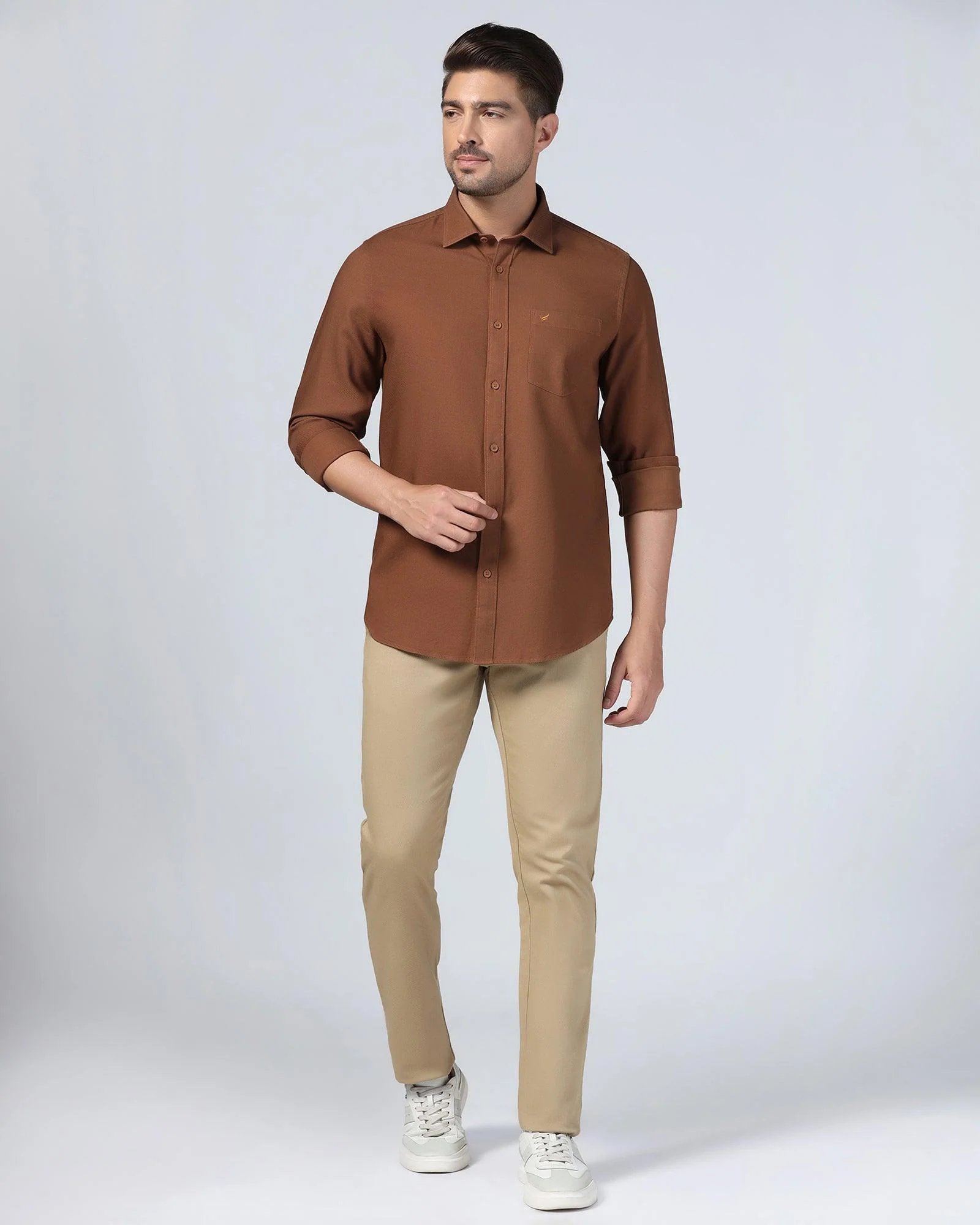 Casual Brown Textured Shirt - Caty - Image 3