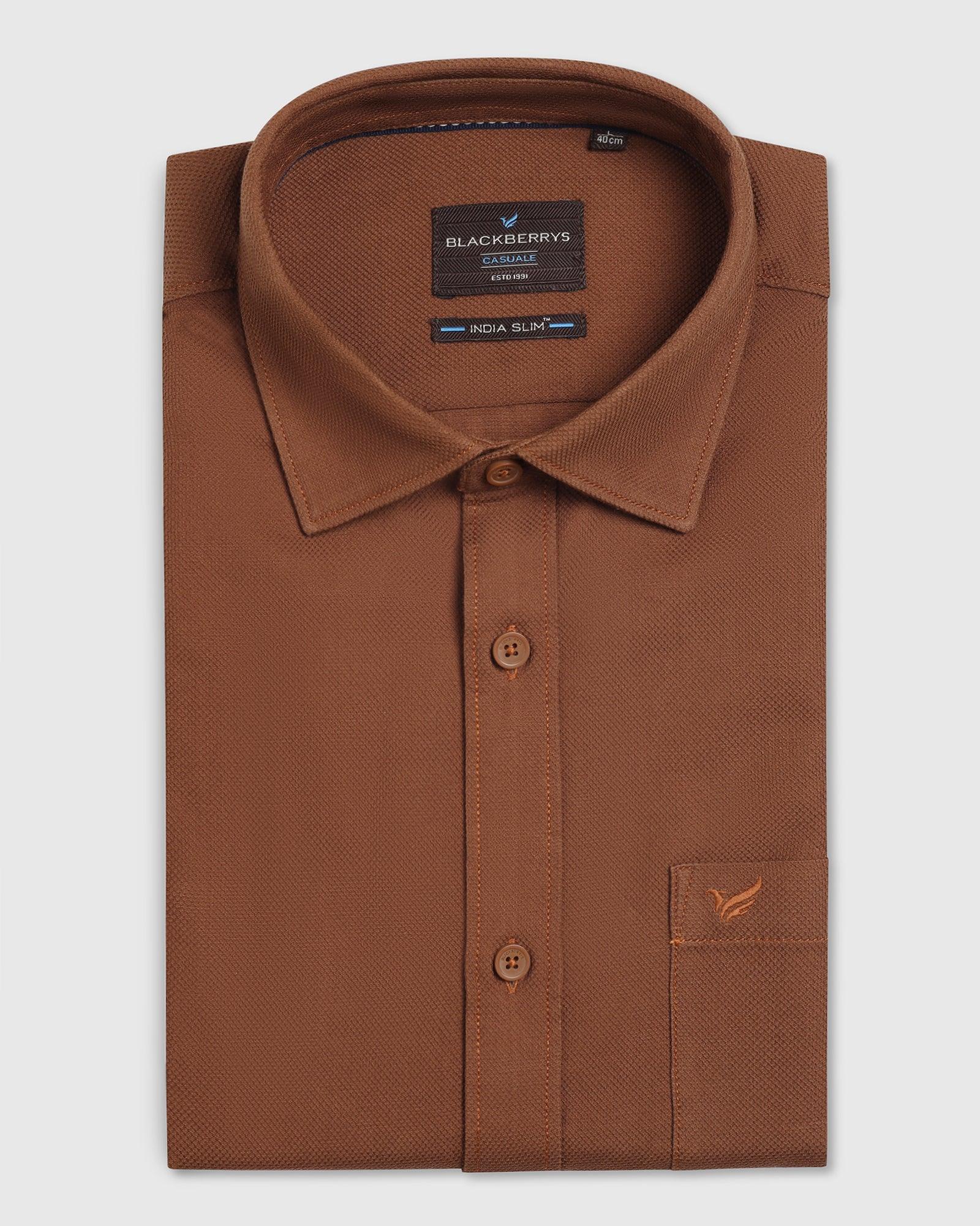 Casual Brown Textured Shirt - Caty - Image 5