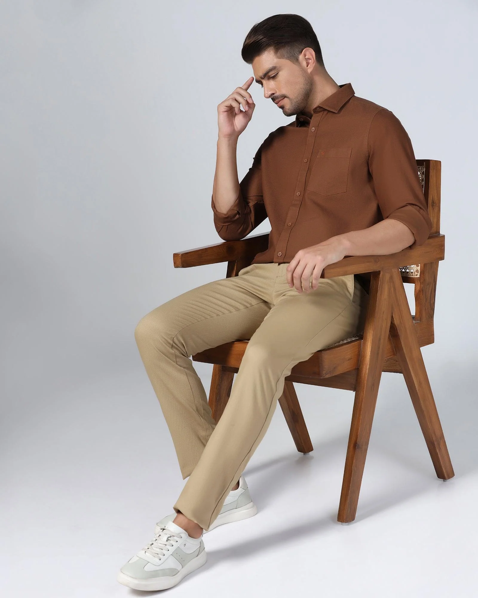 Casual Brown Textured Shirt - Caty - Image 7
