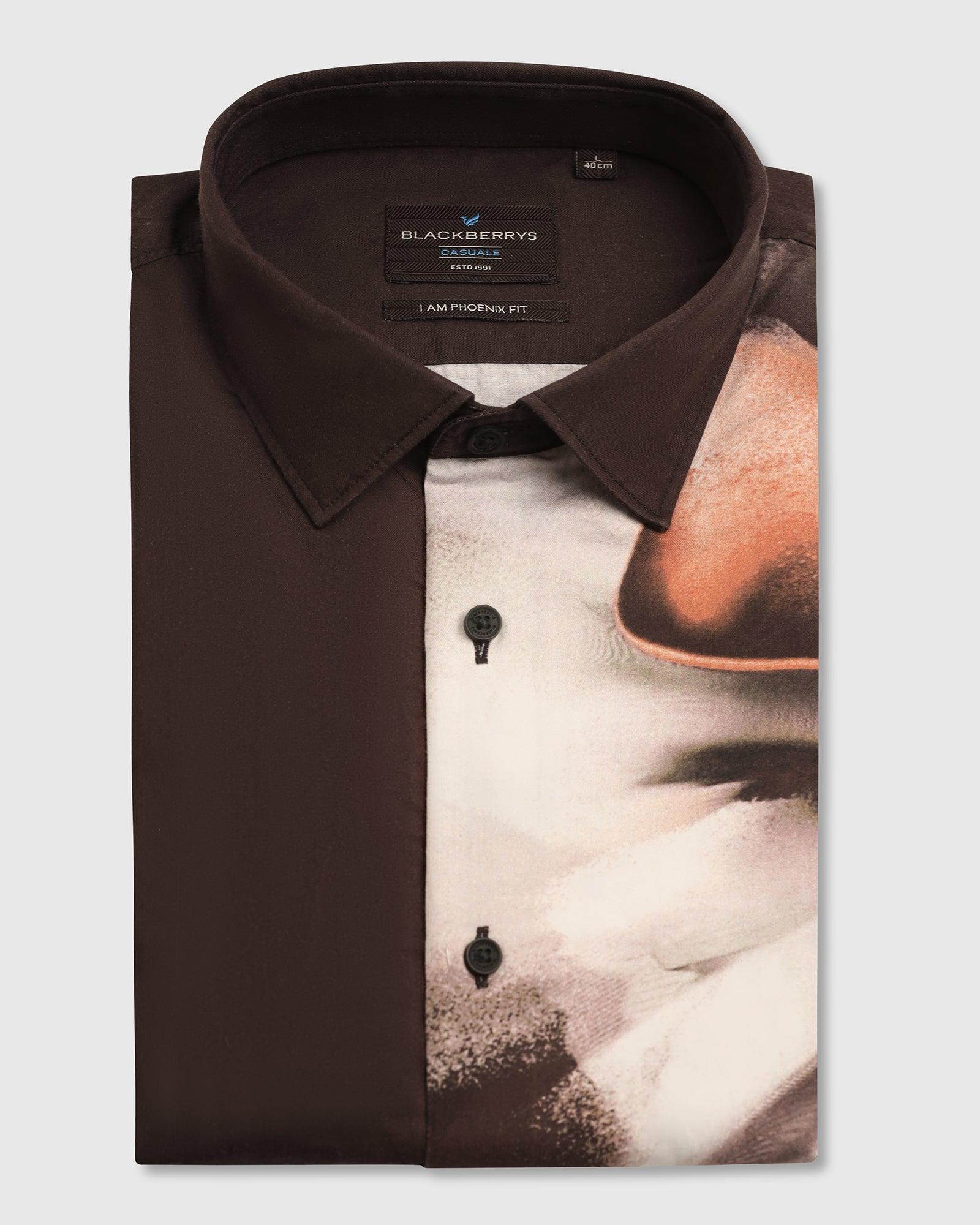 Casual Coffee Printed Shirt - Santo - Image 5