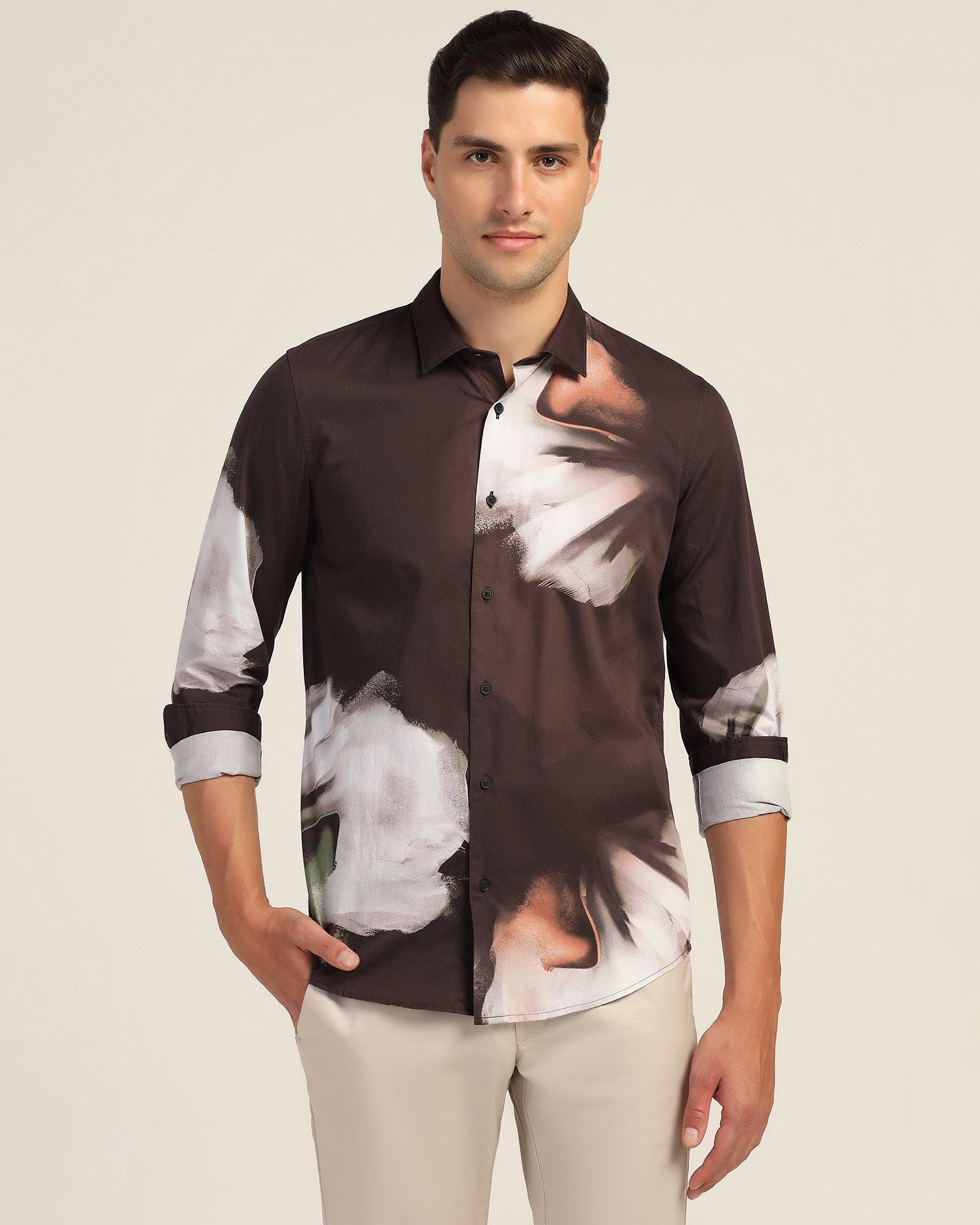 Casual Coffee Printed Shirt - Santo - Image 8